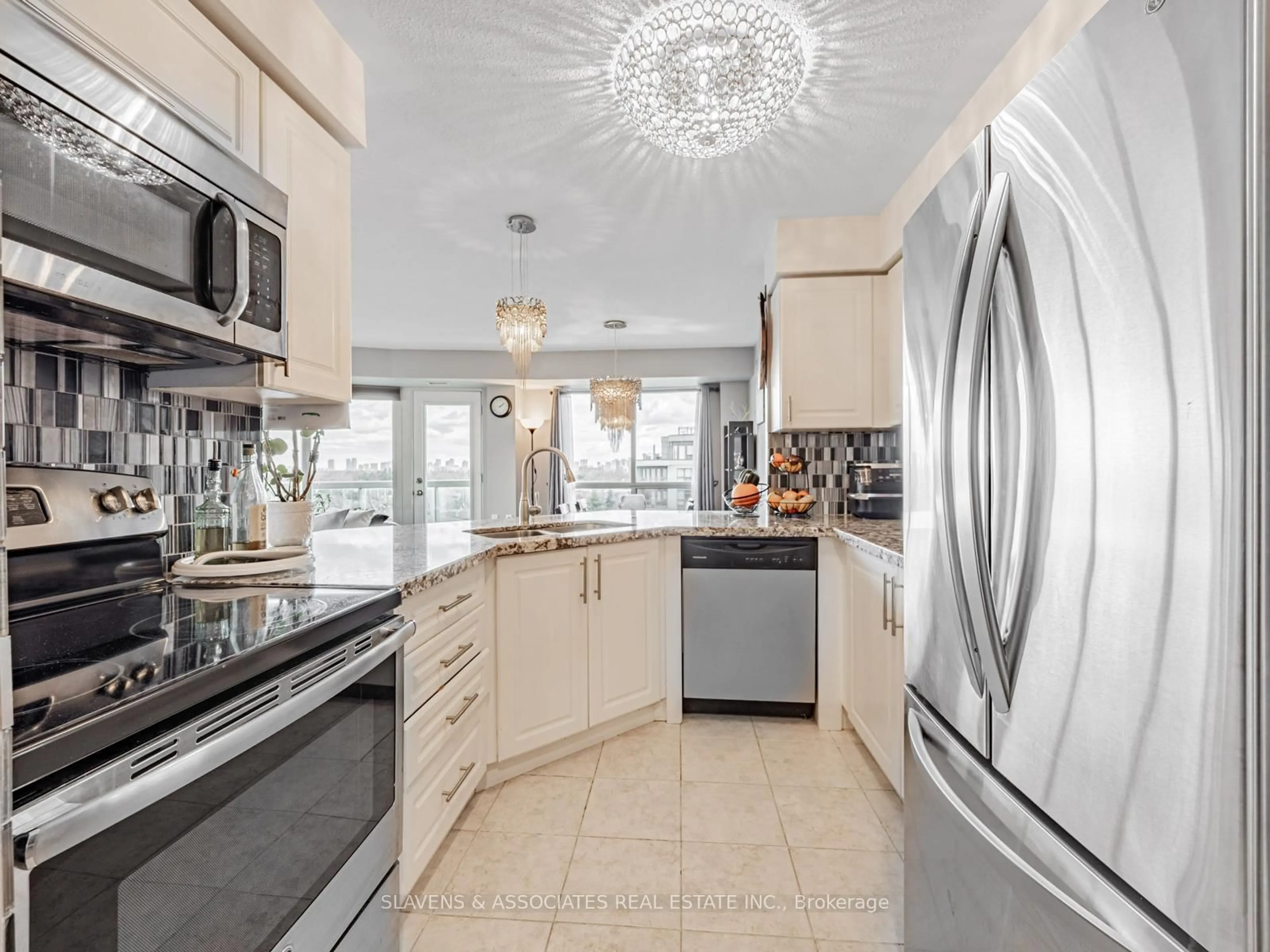 Contemporary kitchen, ceramic/tile floor for 890 Sheppard Ave #603, Toronto Ontario M3H 6B9