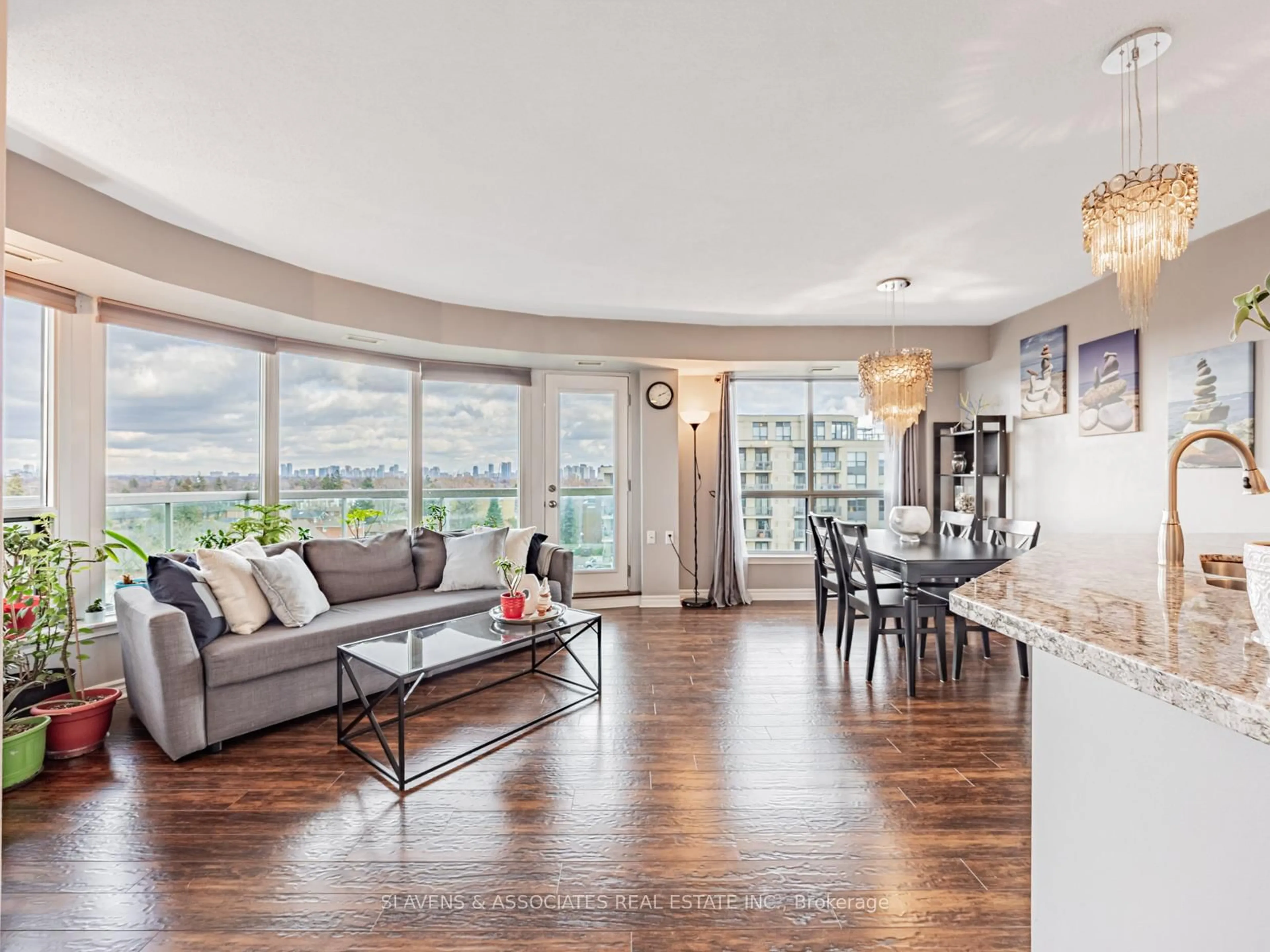 Open concept kitchen, wood/laminate floor for 890 Sheppard Ave #603, Toronto Ontario M3H 6B9