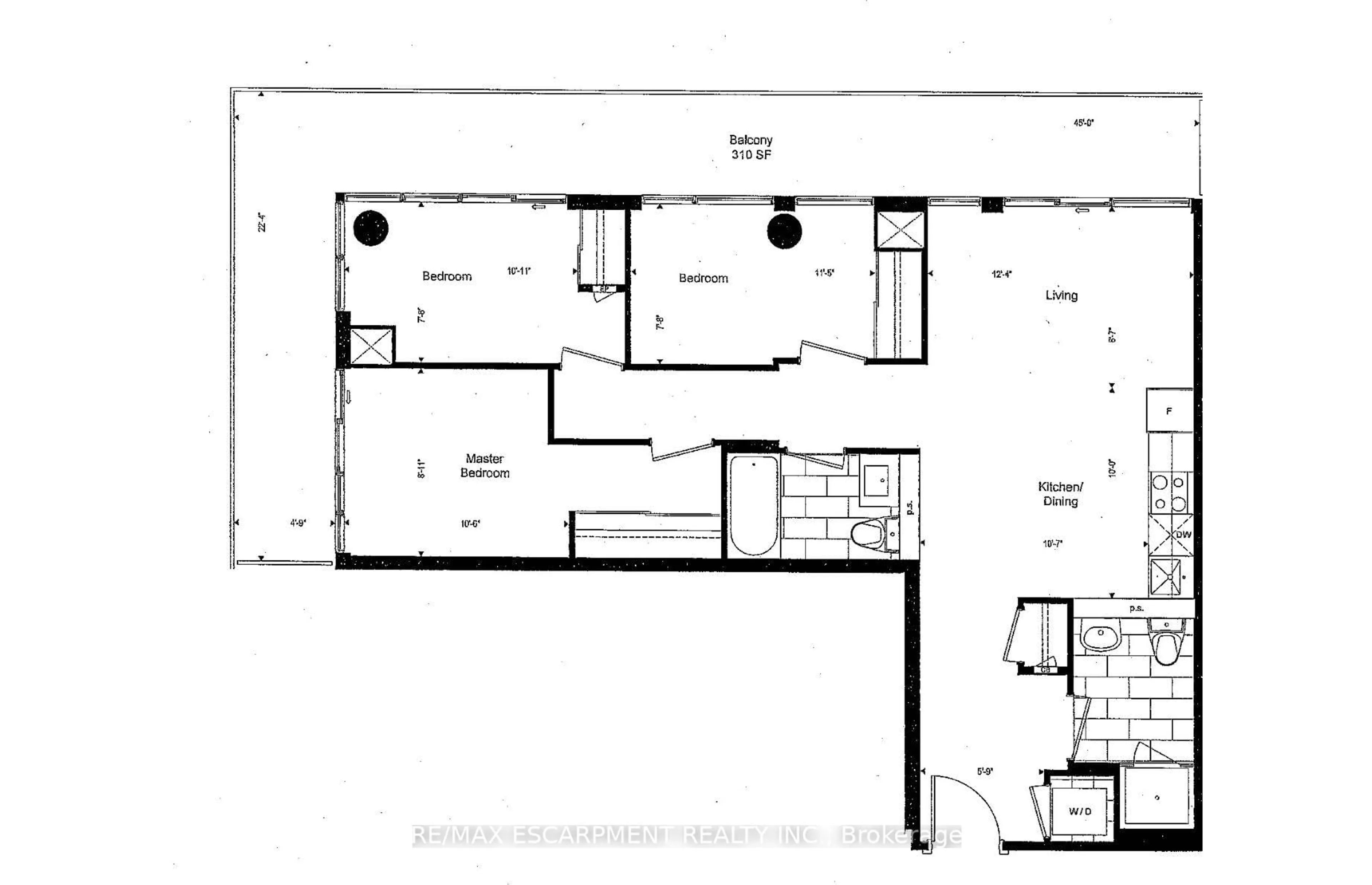 Floor plan for 70 Princess St #PH3002, Toronto Ontario M5A 0X6