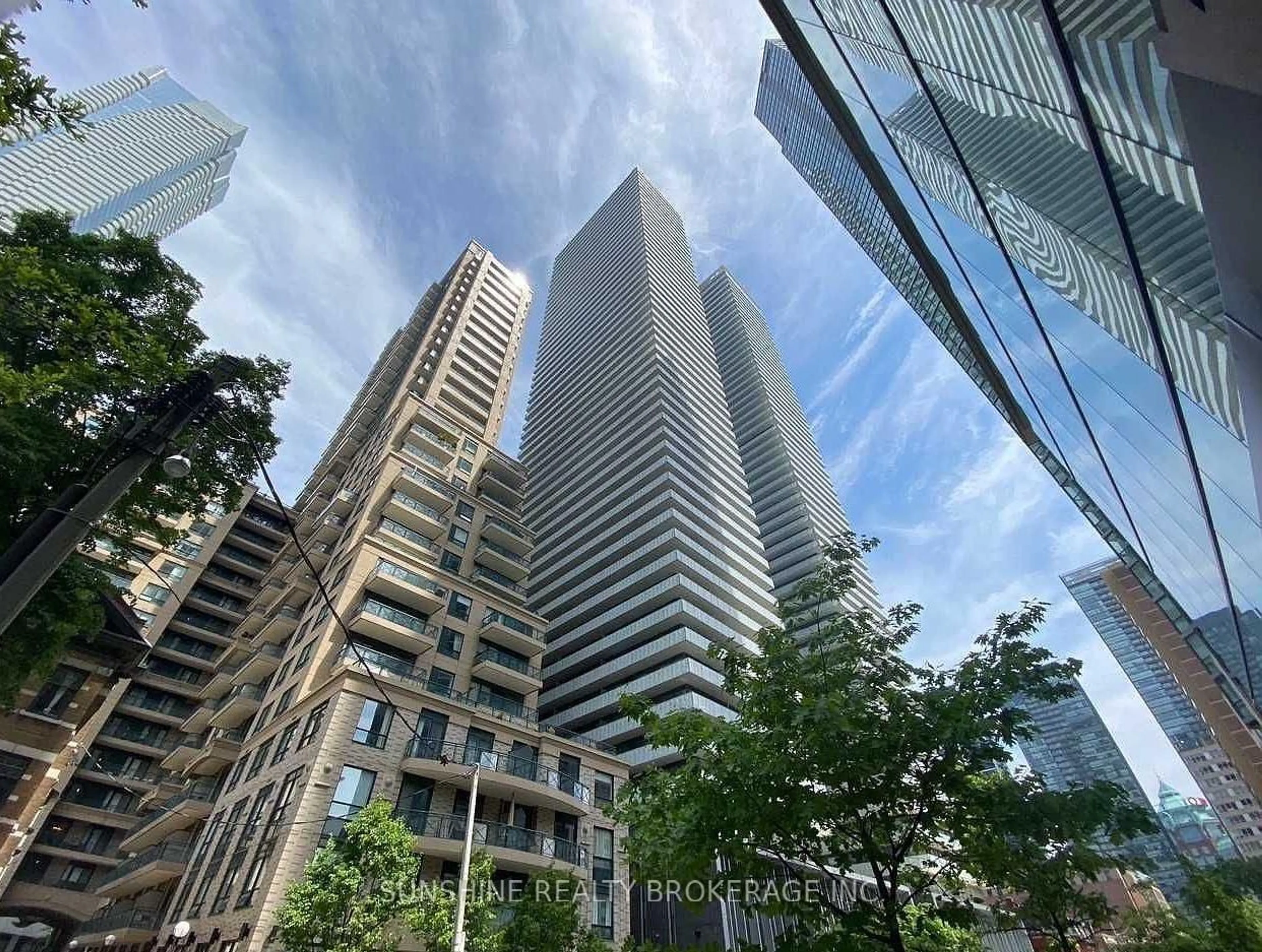 A pic from outside/outdoor area/front of a property/back of a property/a pic from drone, city buildings view from balcony for 42 Charles St #1609, Toronto Ontario M4Y 0B7