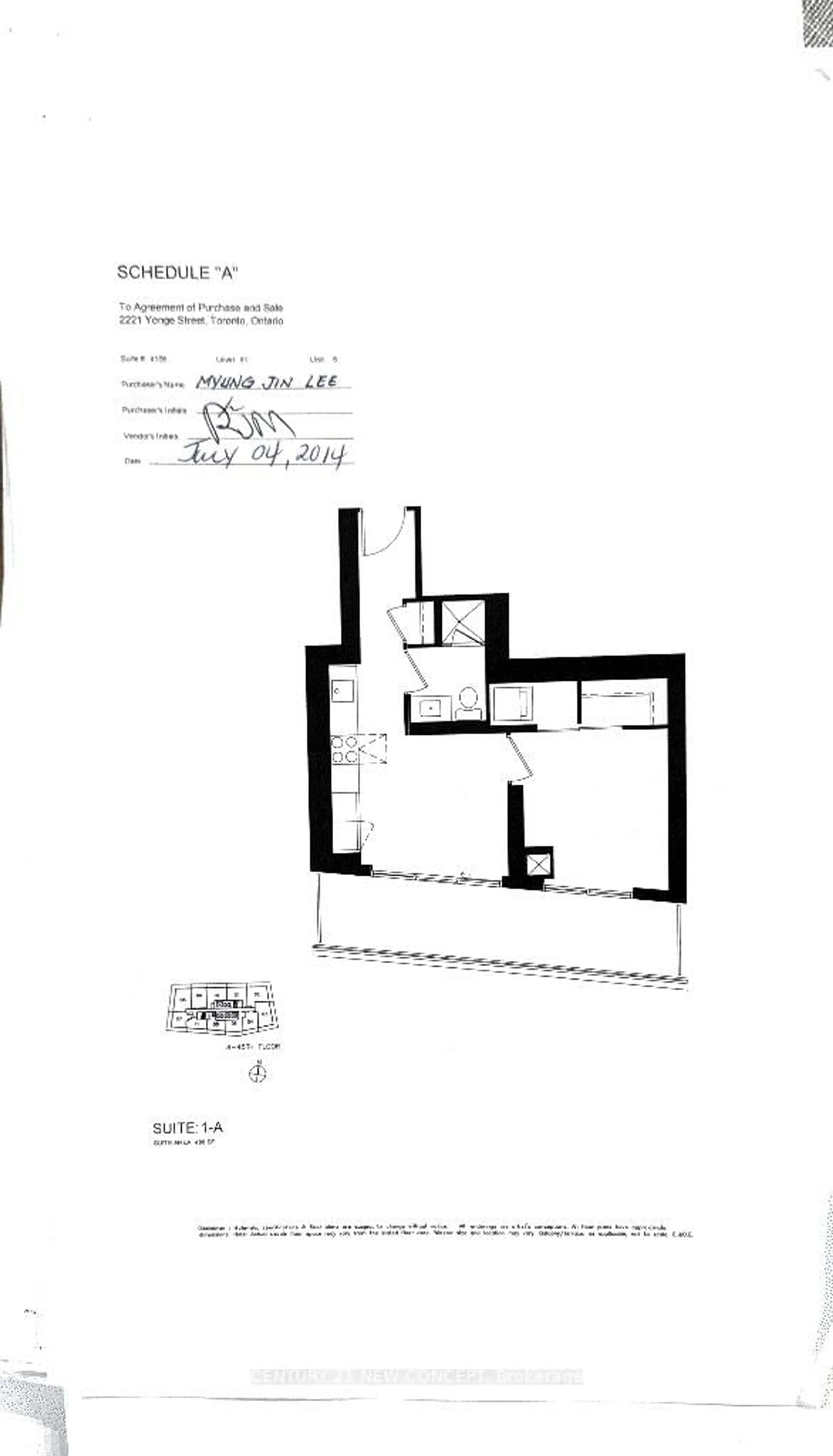 Floor plan for 2221 YONGE St #4106, Toronto Ontario M4S 2B4