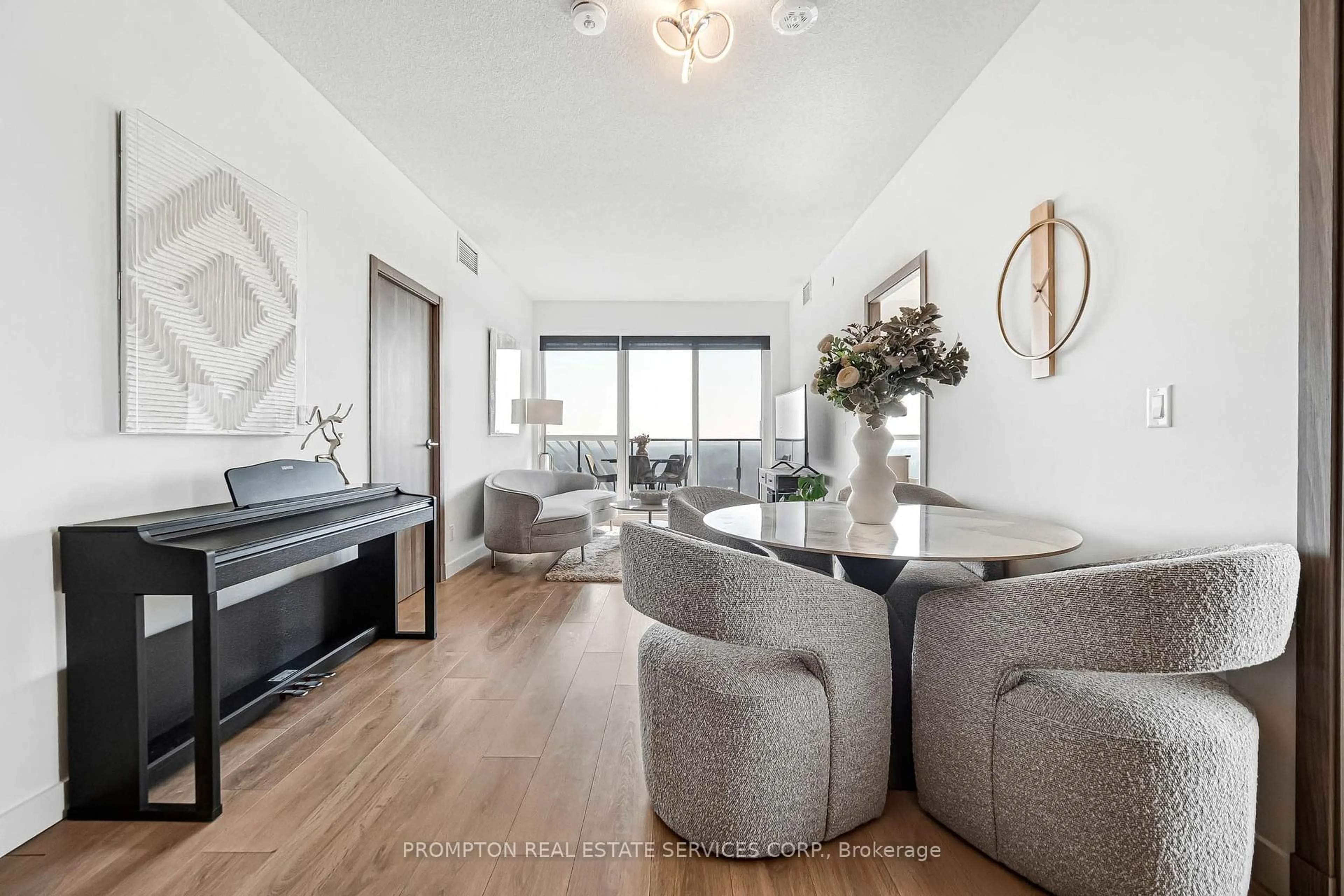 Living room with furniture, wood/laminate floor for 25 Mcmahon Dr #1803, Toronto Ontario M2K 0J1