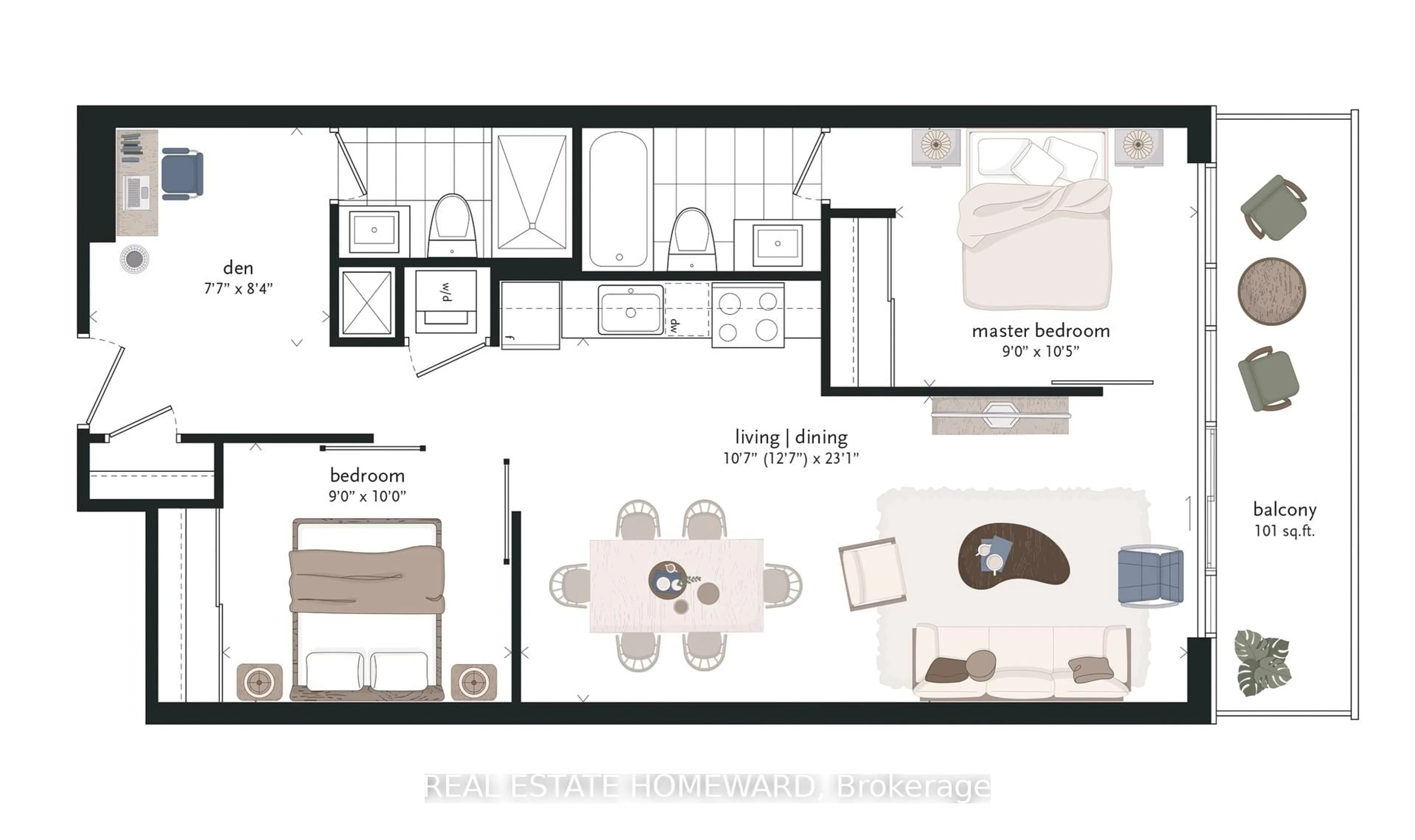Floor plan for 90 Trinity St #709, Toronto Ontario M5A 0E4