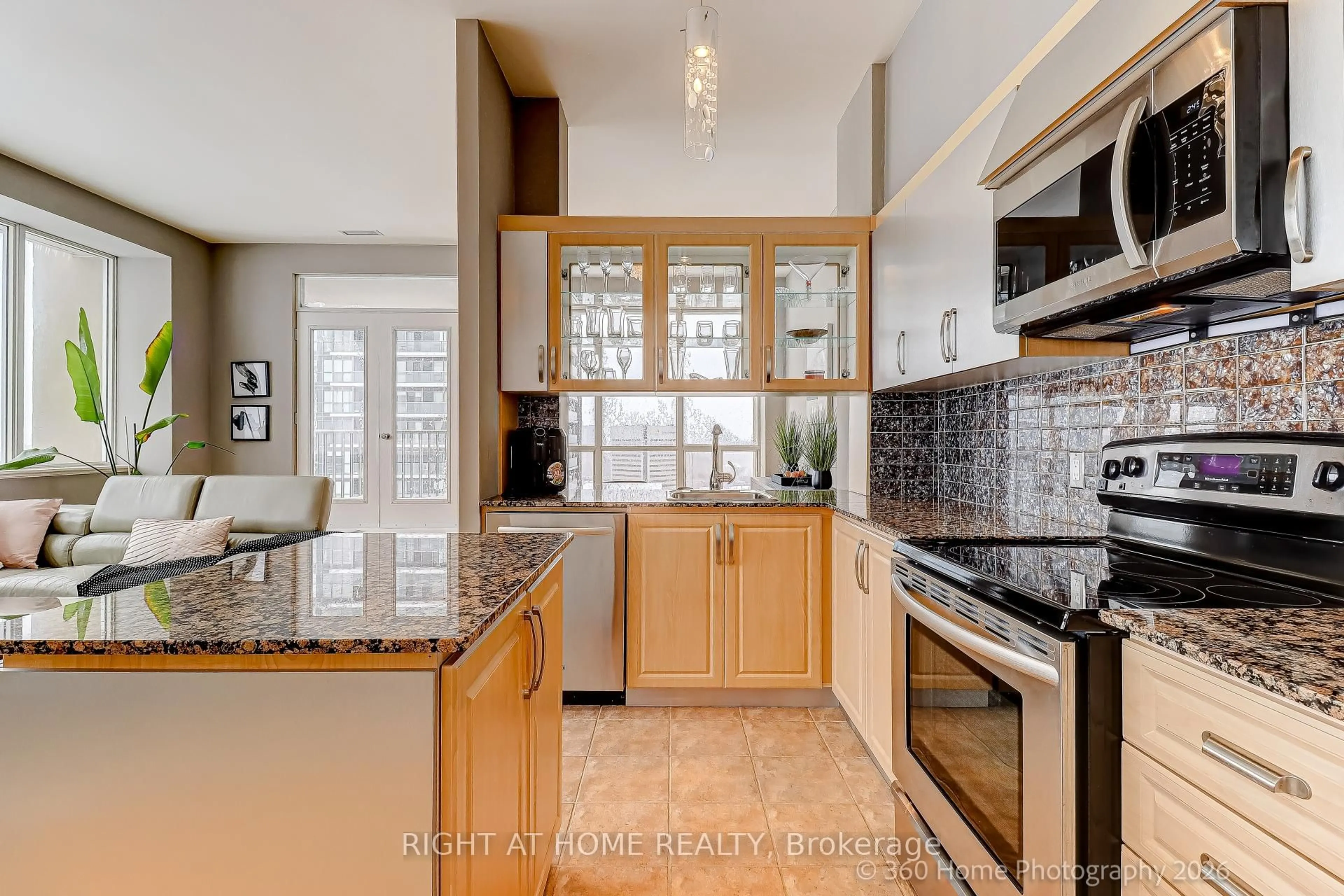 Contemporary kitchen, ceramic/tile floor for 797 Don Mills Rd #1408, Toronto Ontario M3C 1V1