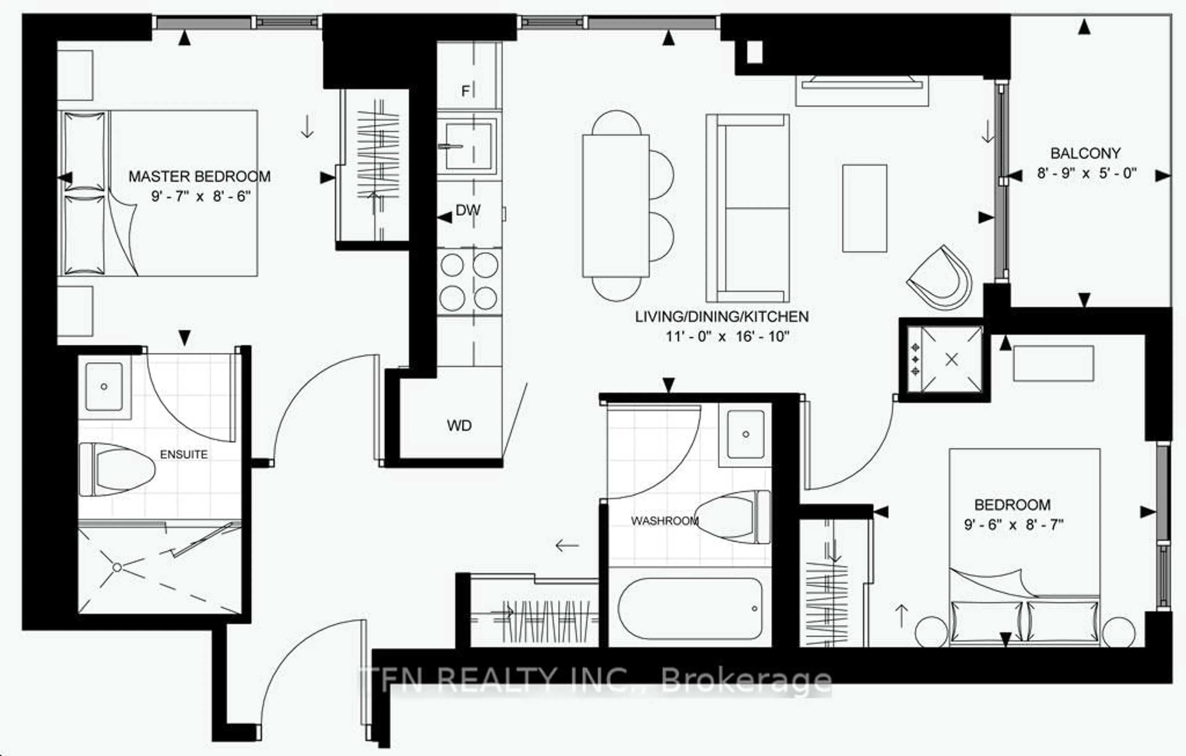 Floor plan for 8 Widmer St #2005, Toronto Ontario M5V 0W6