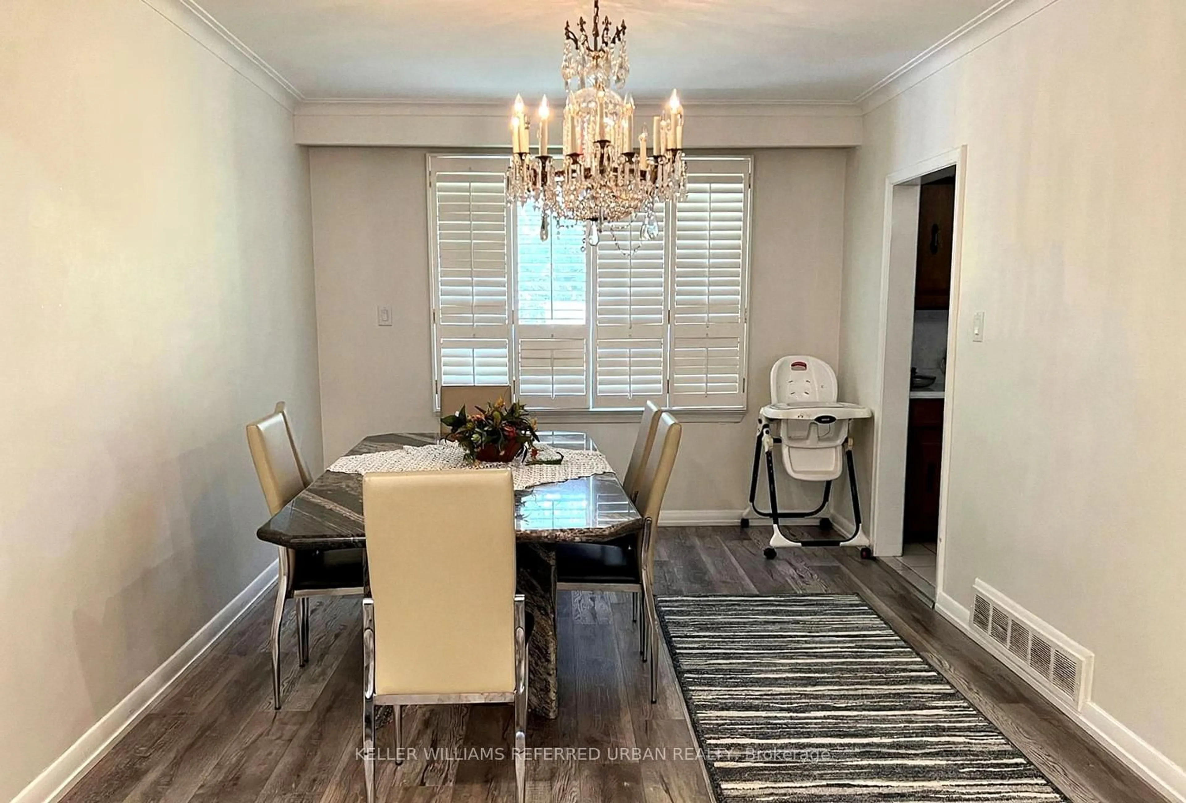 Dining room, wood/laminate floor for 147 Almore Ave, Toronto Ontario M3H 2H9