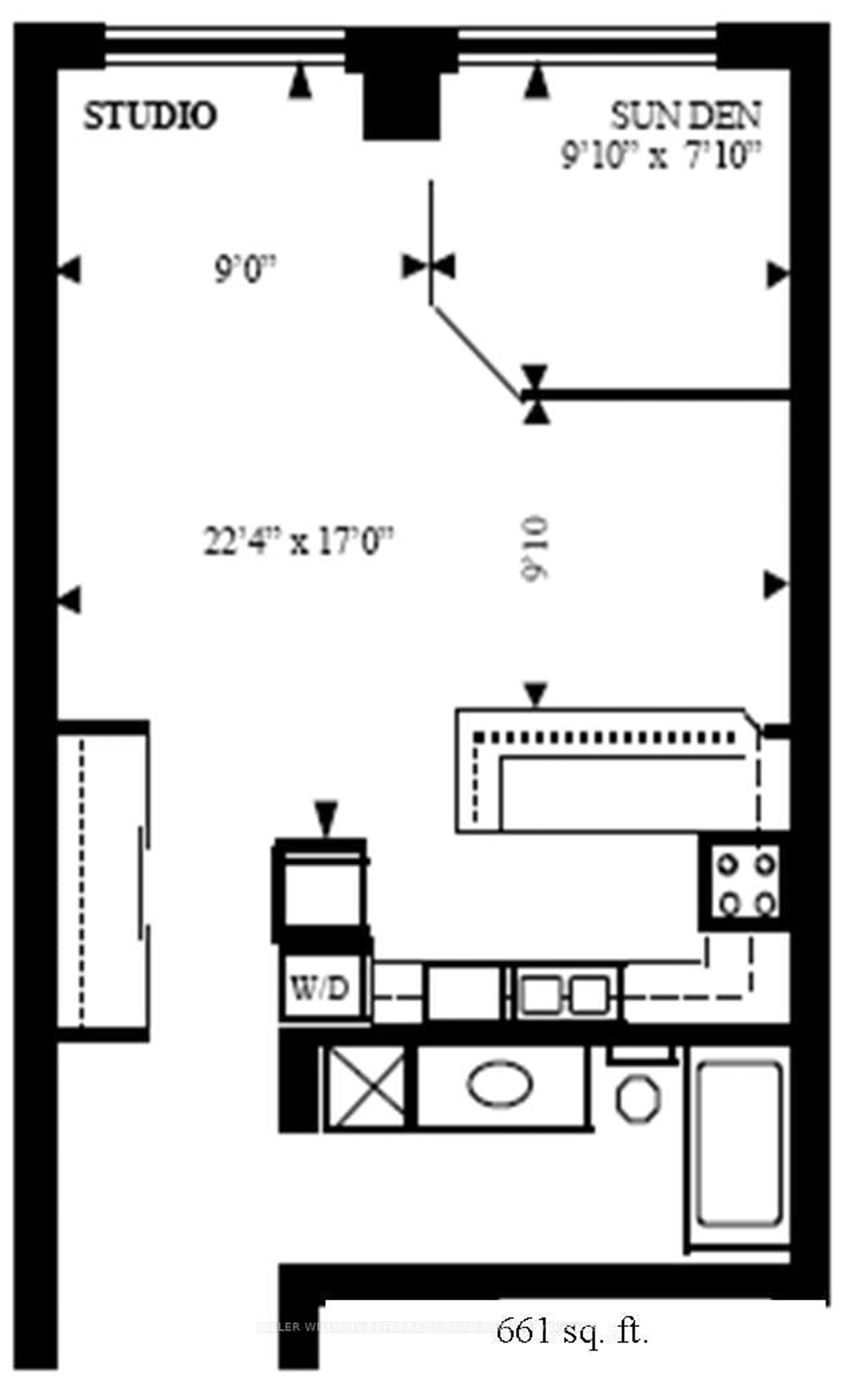 Floor plan for 25 The Esplanade #2212, Toronto Ontario M5E 1W5