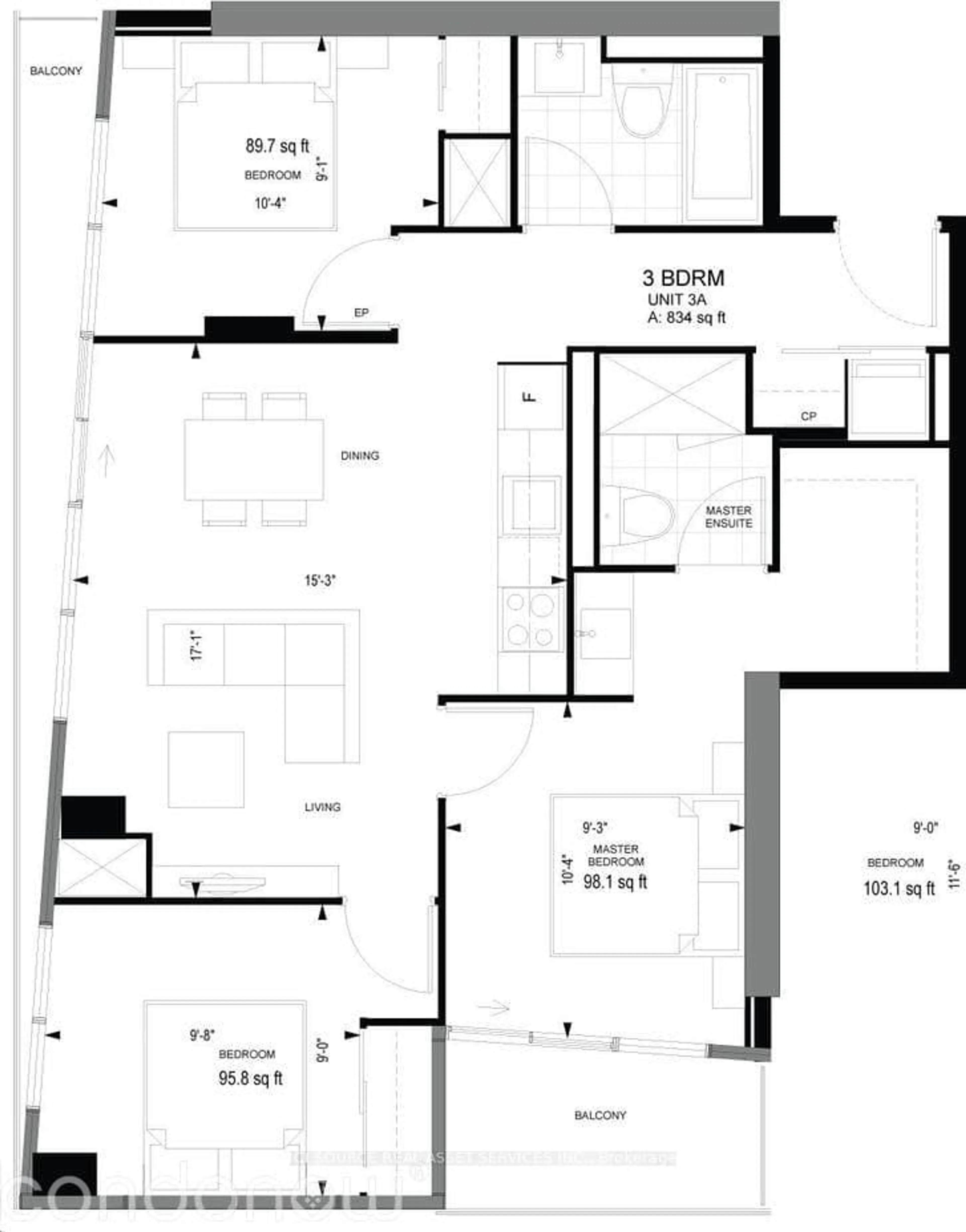 Floor plan for 89 Mcgill St #1411, Toronto Ontario M5B 1H5