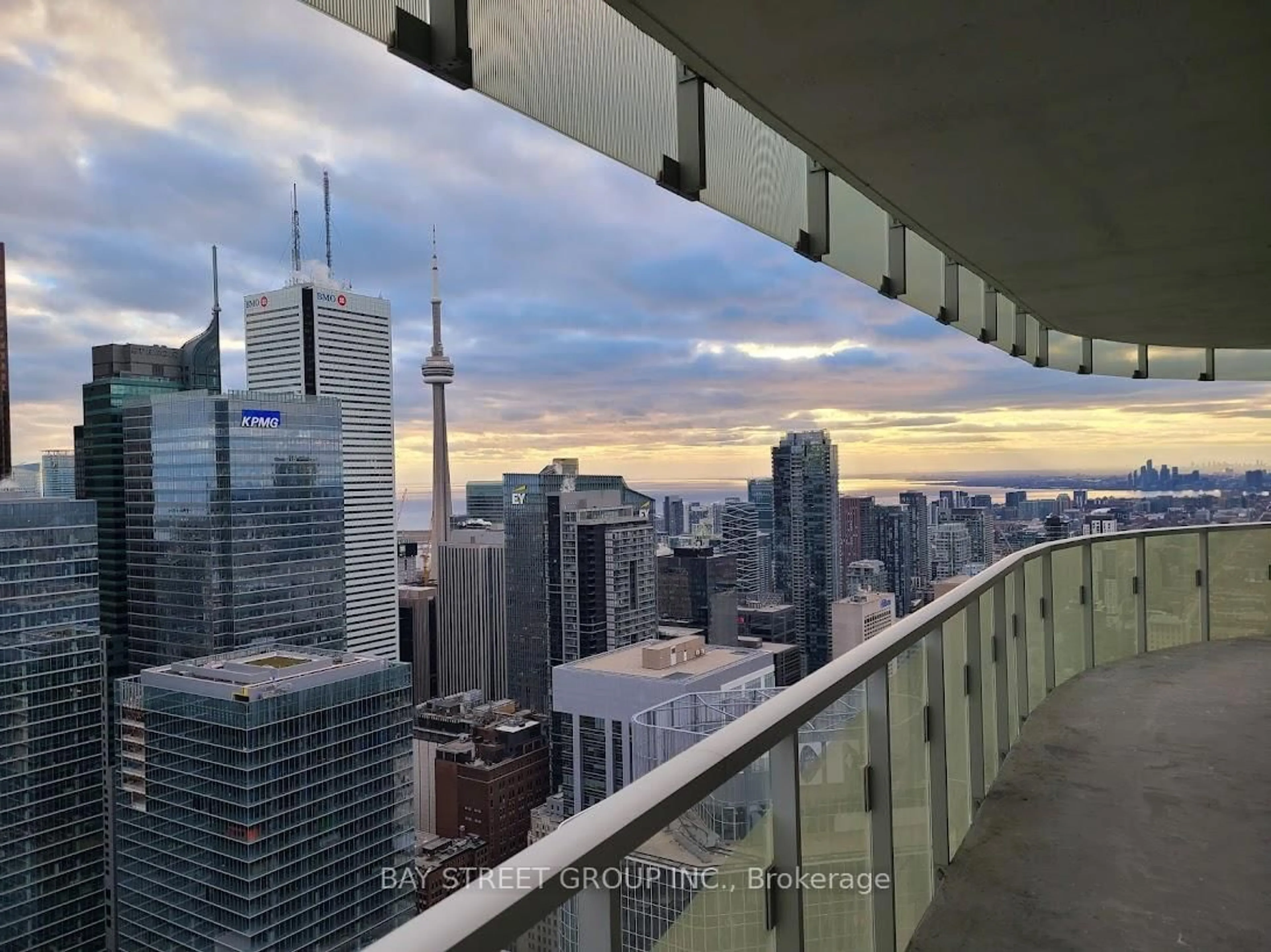 Balcony in the apartment, city buildings view from balcony for 197 Yonge St #5709, Toronto Ontario M5B 0C1
