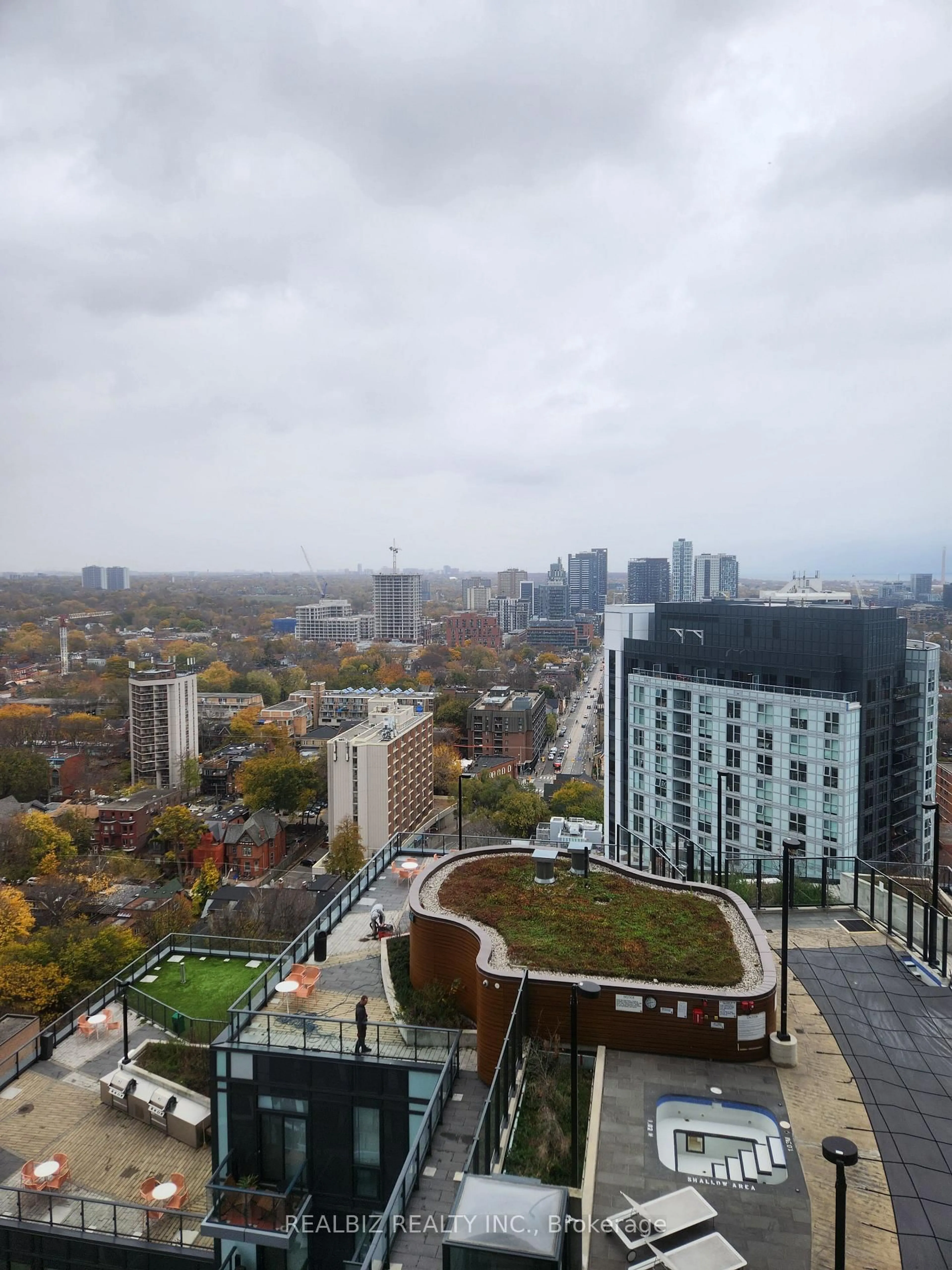 A pic from outside/outdoor area/front of a property/back of a property/a pic from drone, city buildings view from balcony for 251 Jarvis St #2401, Toronto Ontario M5B 0C3
