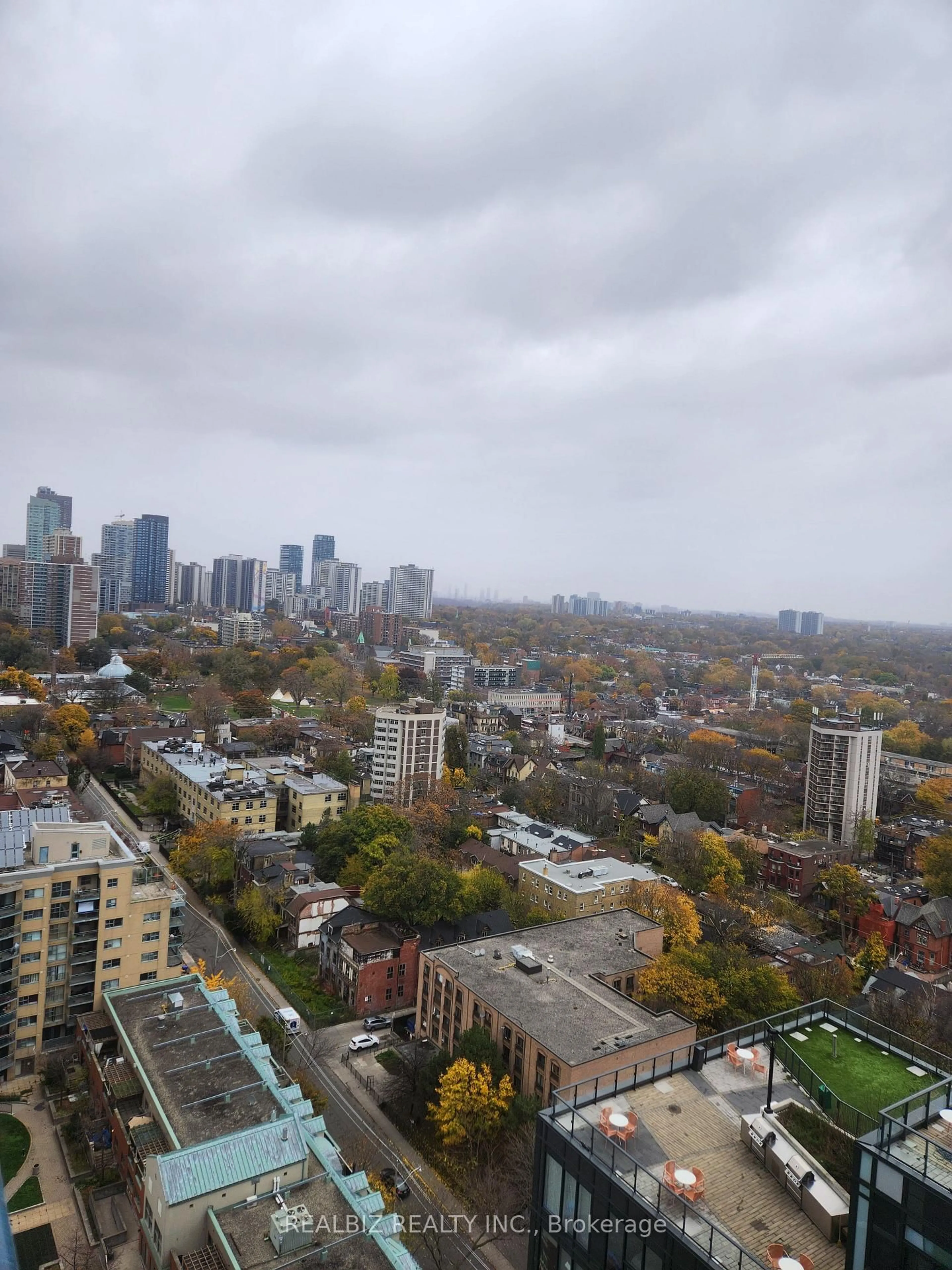 A pic from outside/outdoor area/front of a property/back of a property/a pic from drone, city buildings view from balcony for 251 Jarvis St #2401, Toronto Ontario M5B 0C3