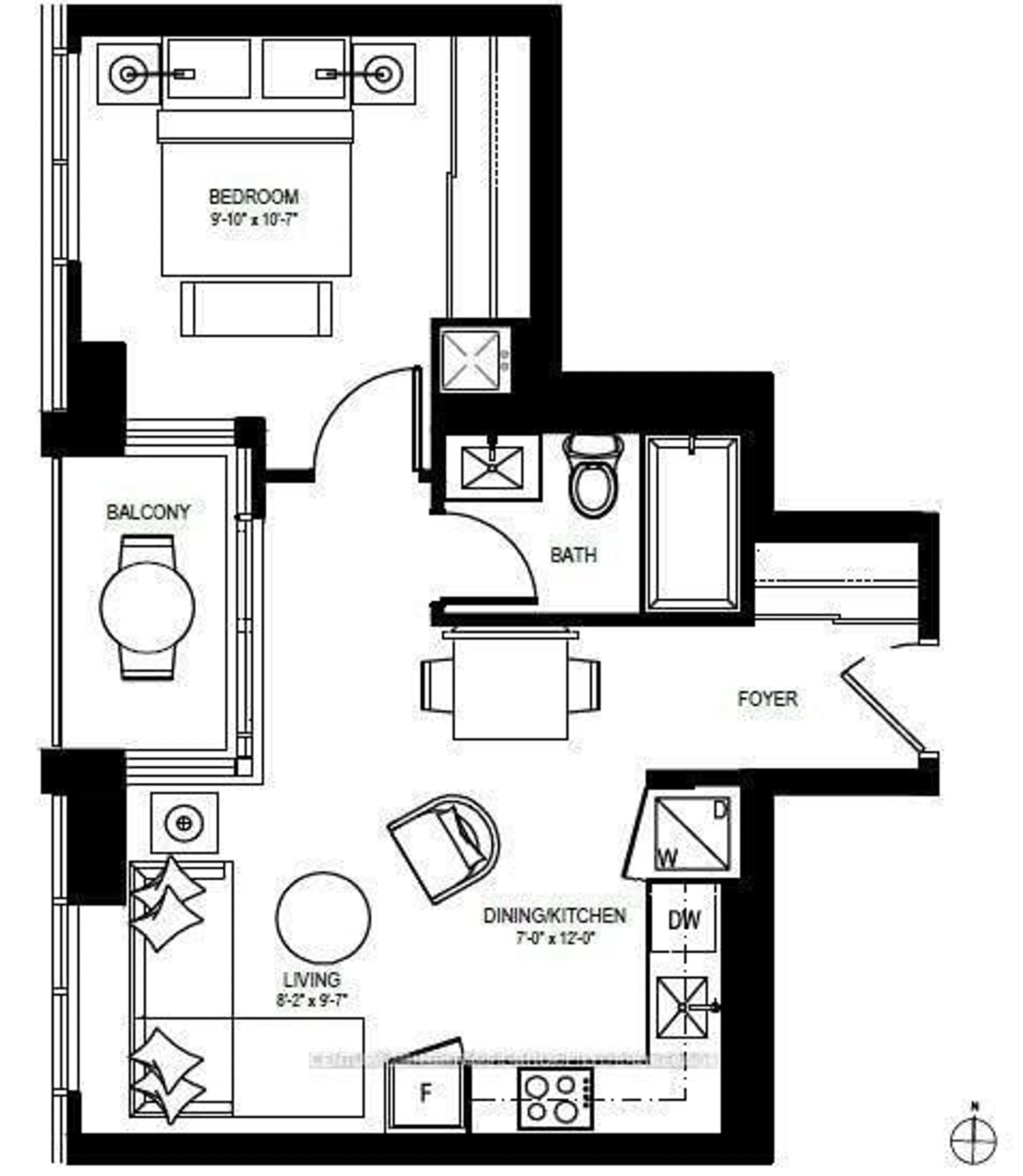 Floor plan for 6 Parkwood Ave #512, Toronto Ontario M4V 0V3
