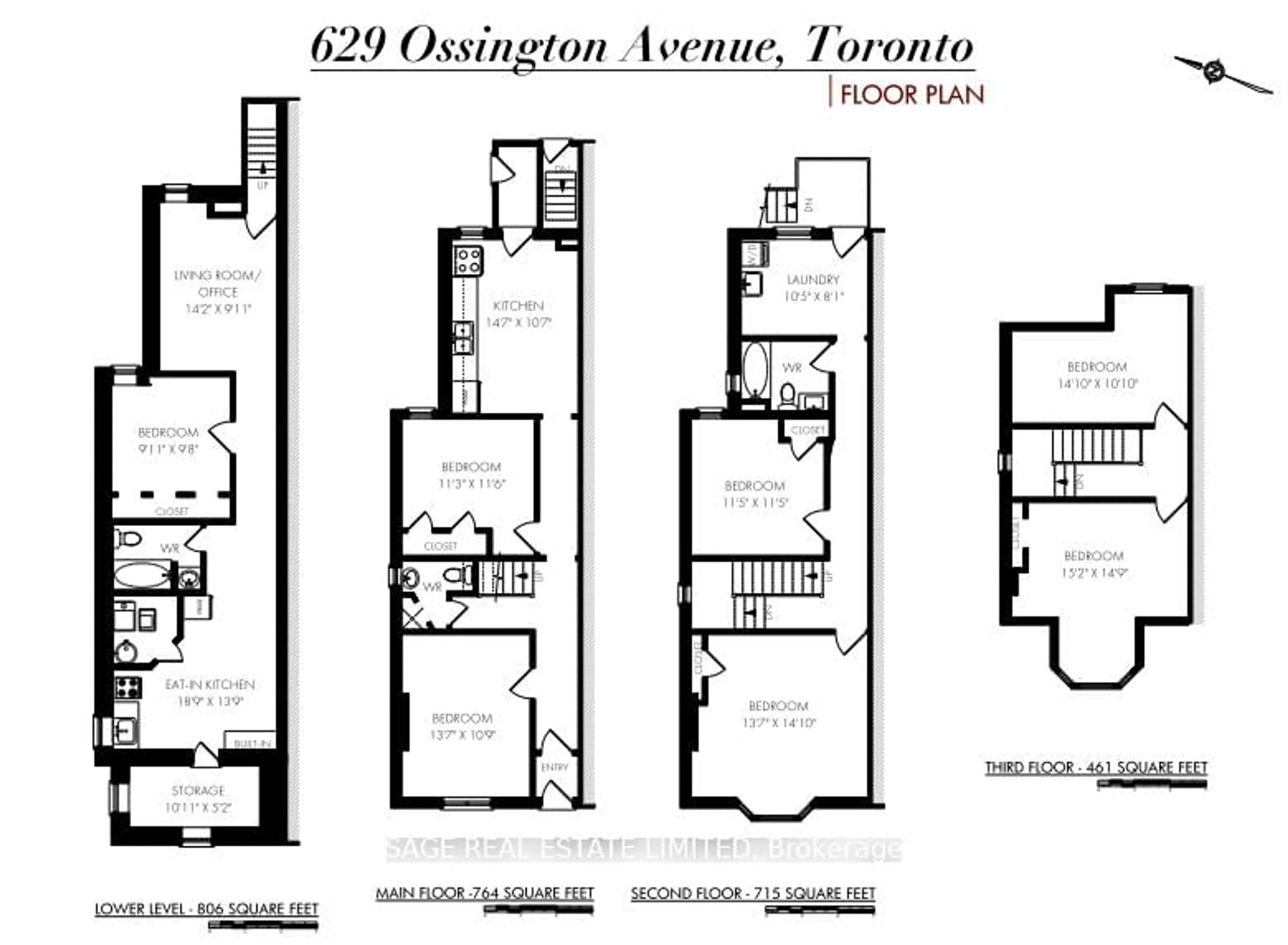 Floor plan for 629 Ossington Ave, Toronto Ontario M6G 3T6