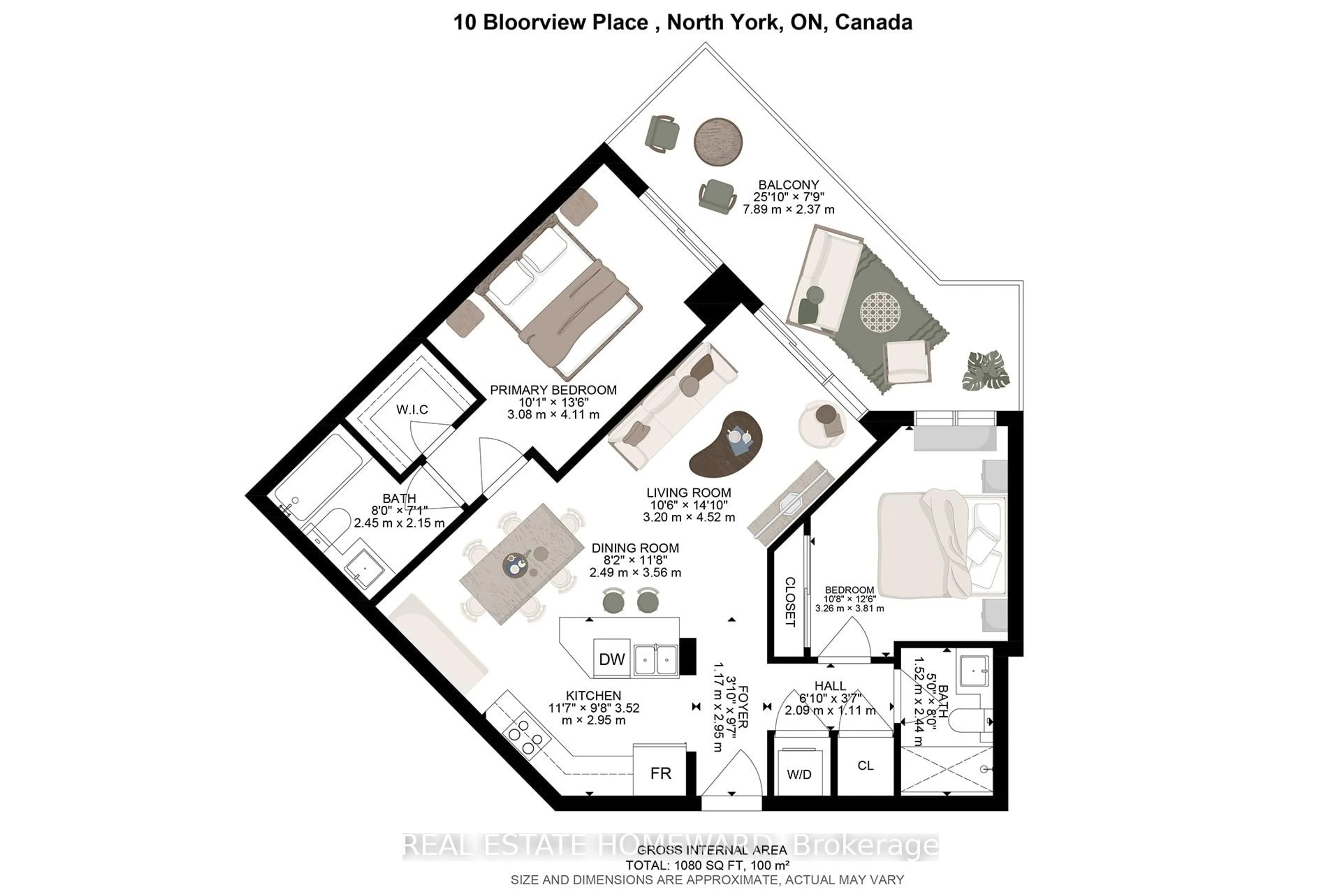 Floor plan for 10 Bloorview Pl #206, Toronto Ontario M2J 0B1