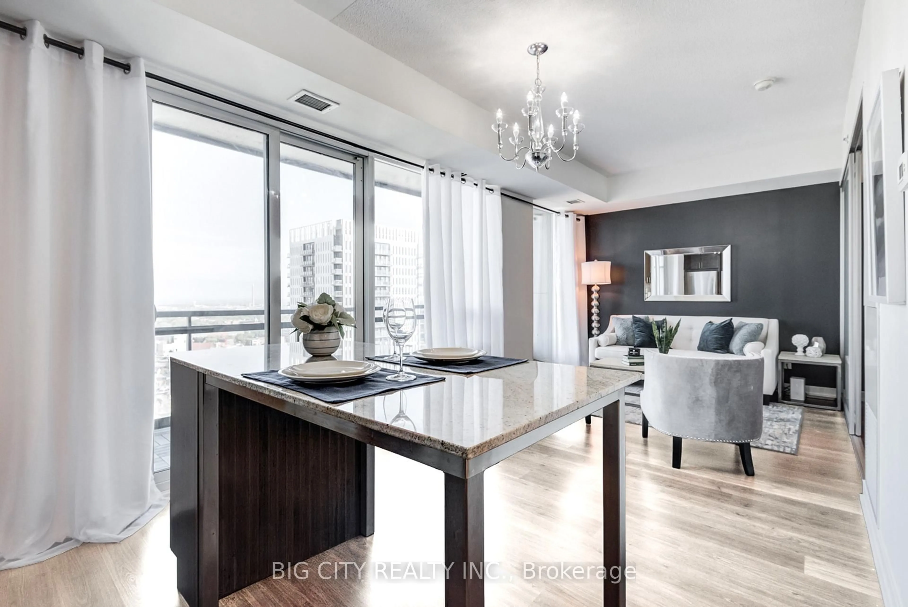 Open concept kitchen, wood/laminate floor for 225 Sackville St #2312, Toronto Ontario M5A 3H1