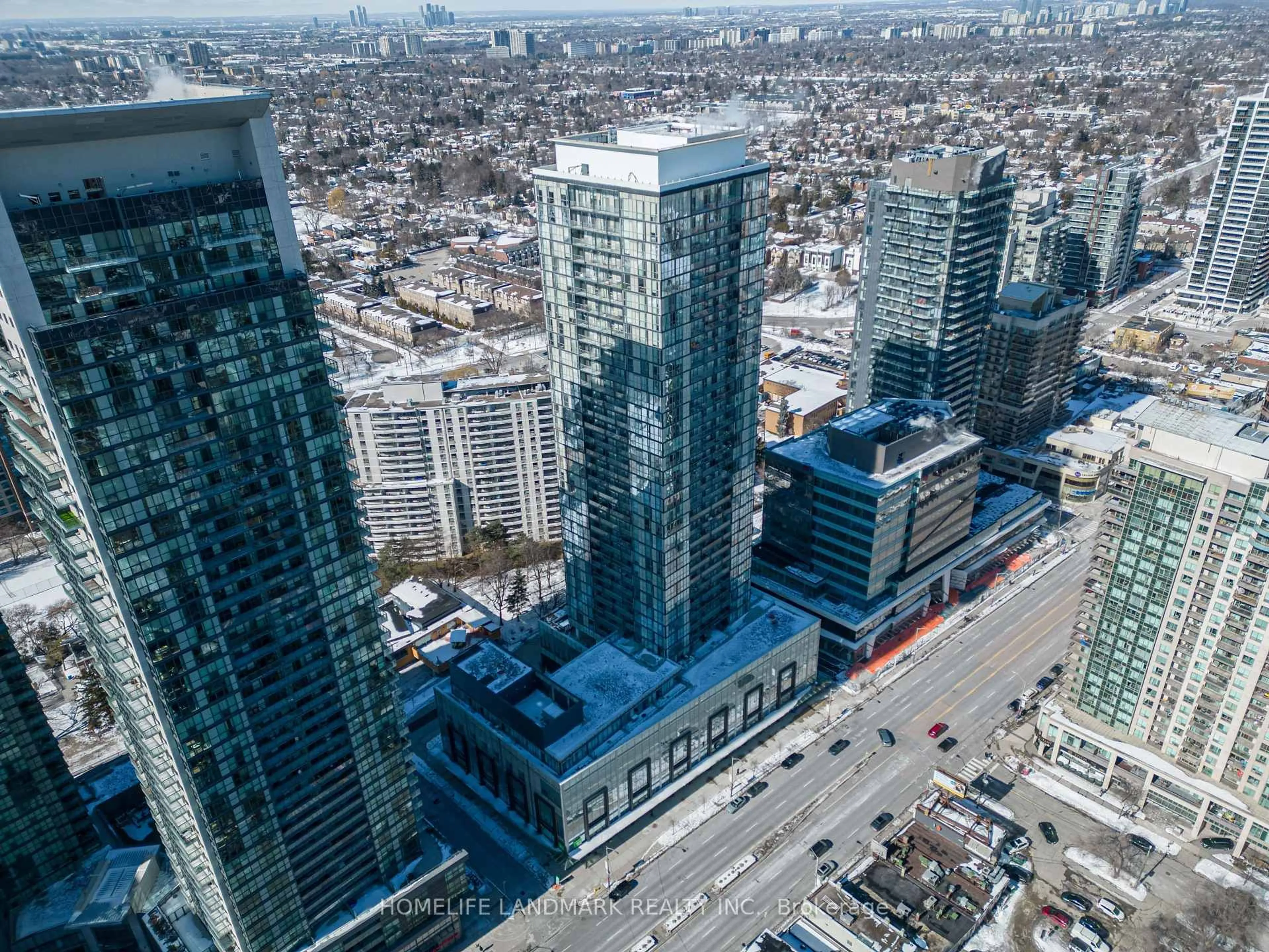A pic from outside/outdoor area/front of a property/back of a property/a pic from drone, city buildings view from balcony for 5180 Yonge St #1207, Toronto Ontario M2N 0K5