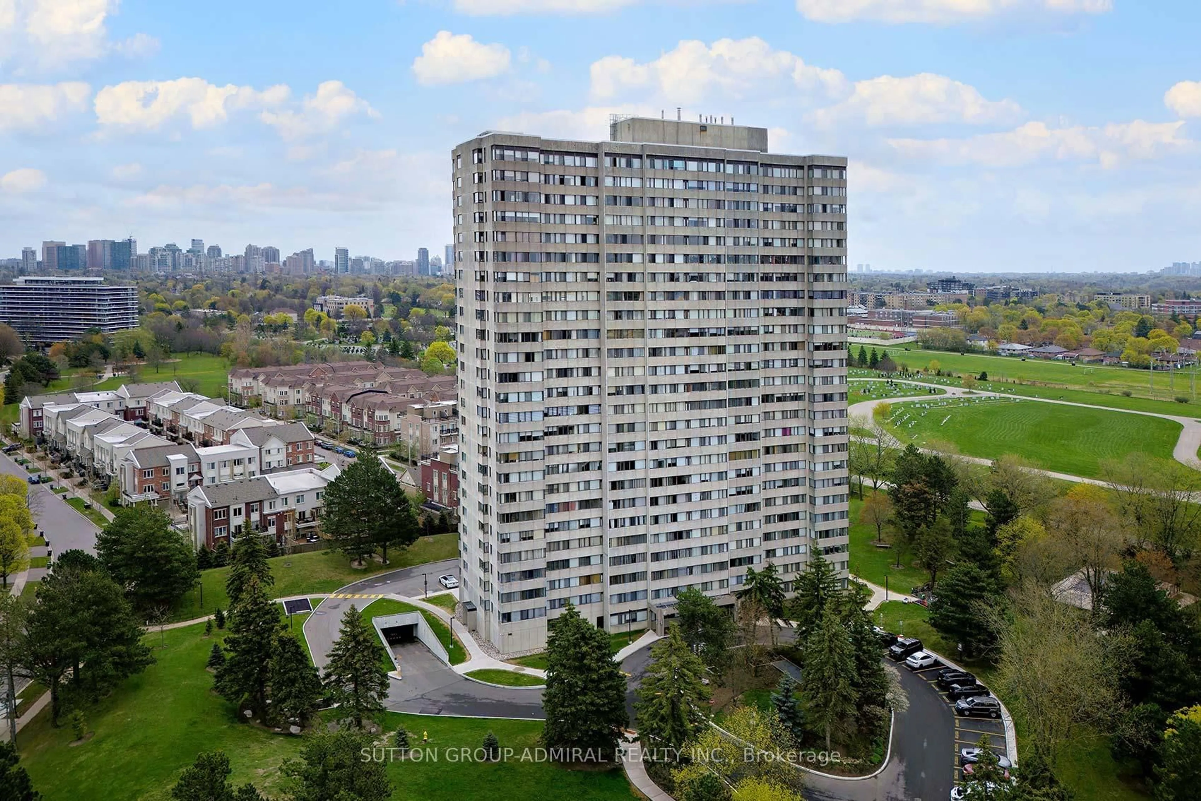 A pic from outside/outdoor area/front of a property/back of a property/a pic from drone, city buildings view from balcony for 133 Torresdale Ave #402, Toronto Ontario M2R 3T2