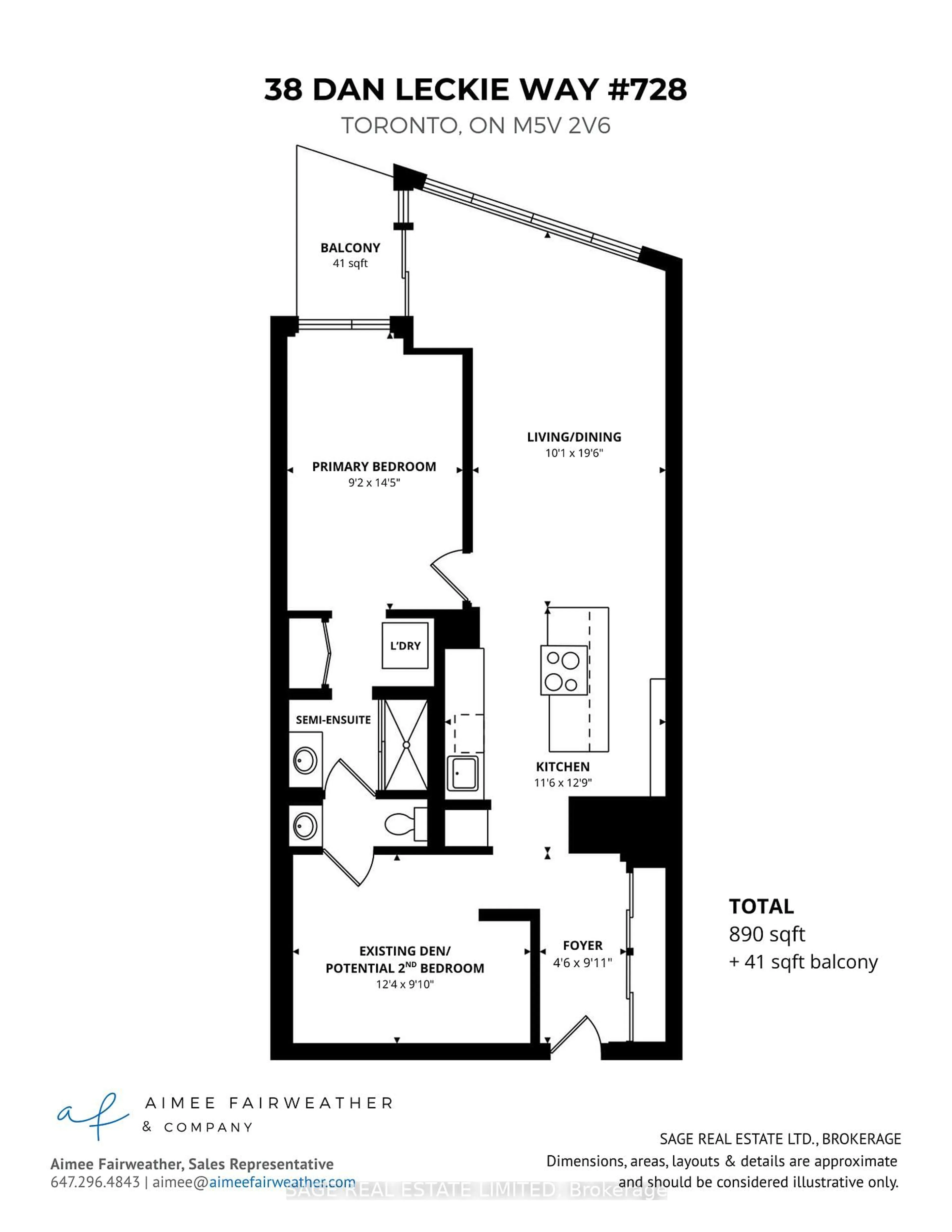 Floor plan for 38 Dan Leckie Way #728, Toronto Ontario M5V 2V6