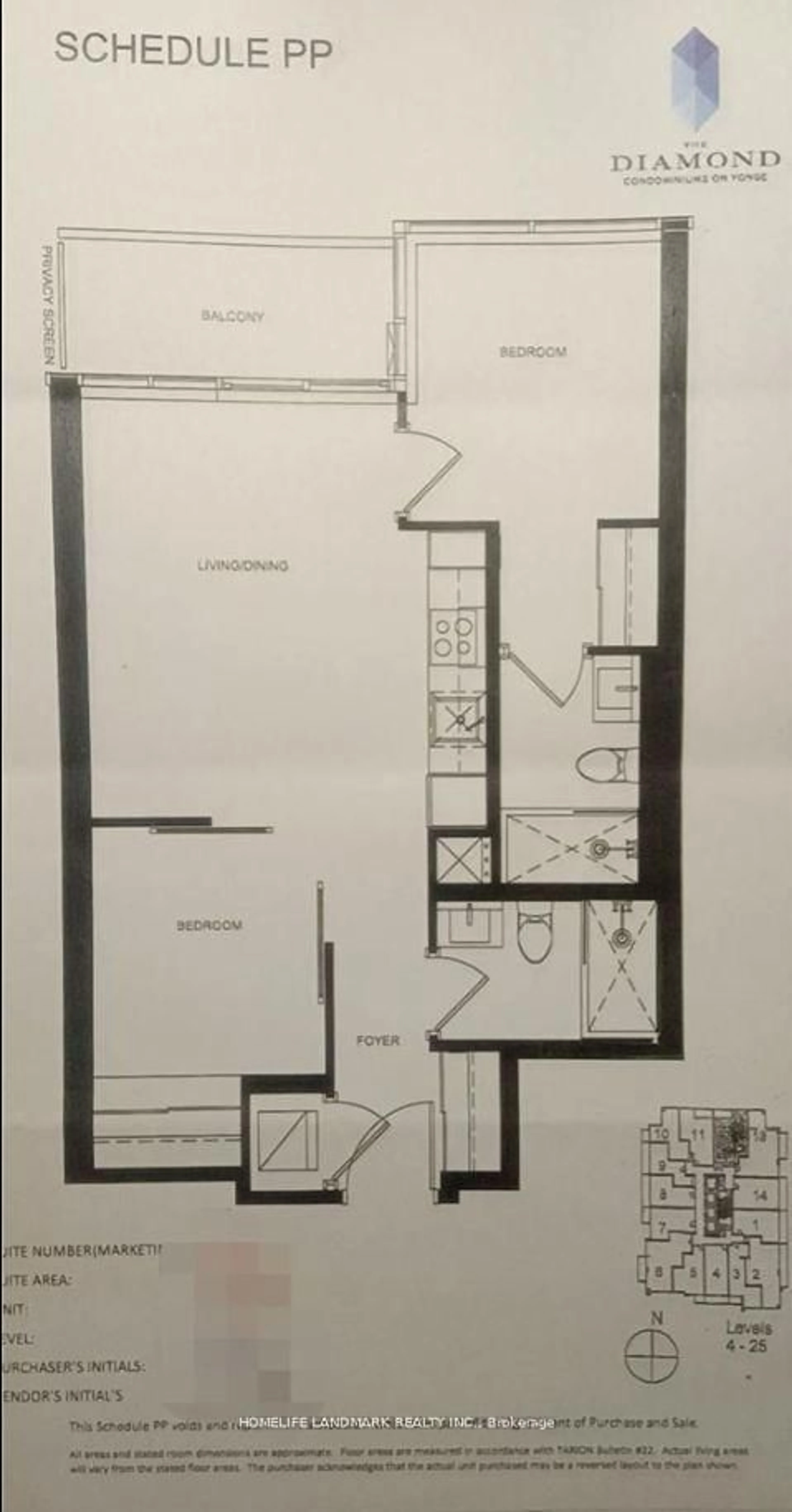 Floor plan for 75 Canterbury Pl #1515, Toronto Ontario M2N 0H8
