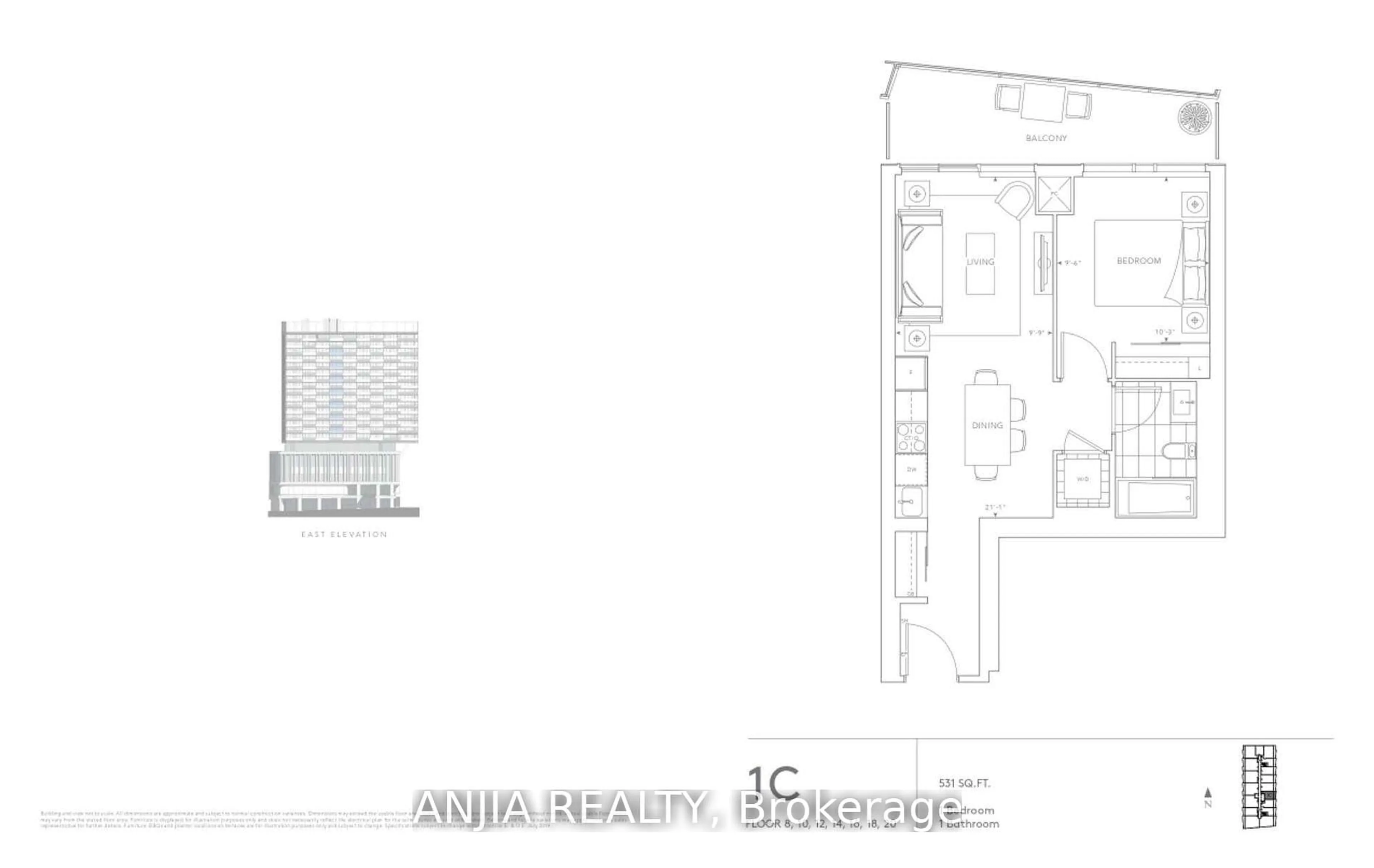 Floor plan for 480 Front St #1011, Toronto Ontario M5V 0V5