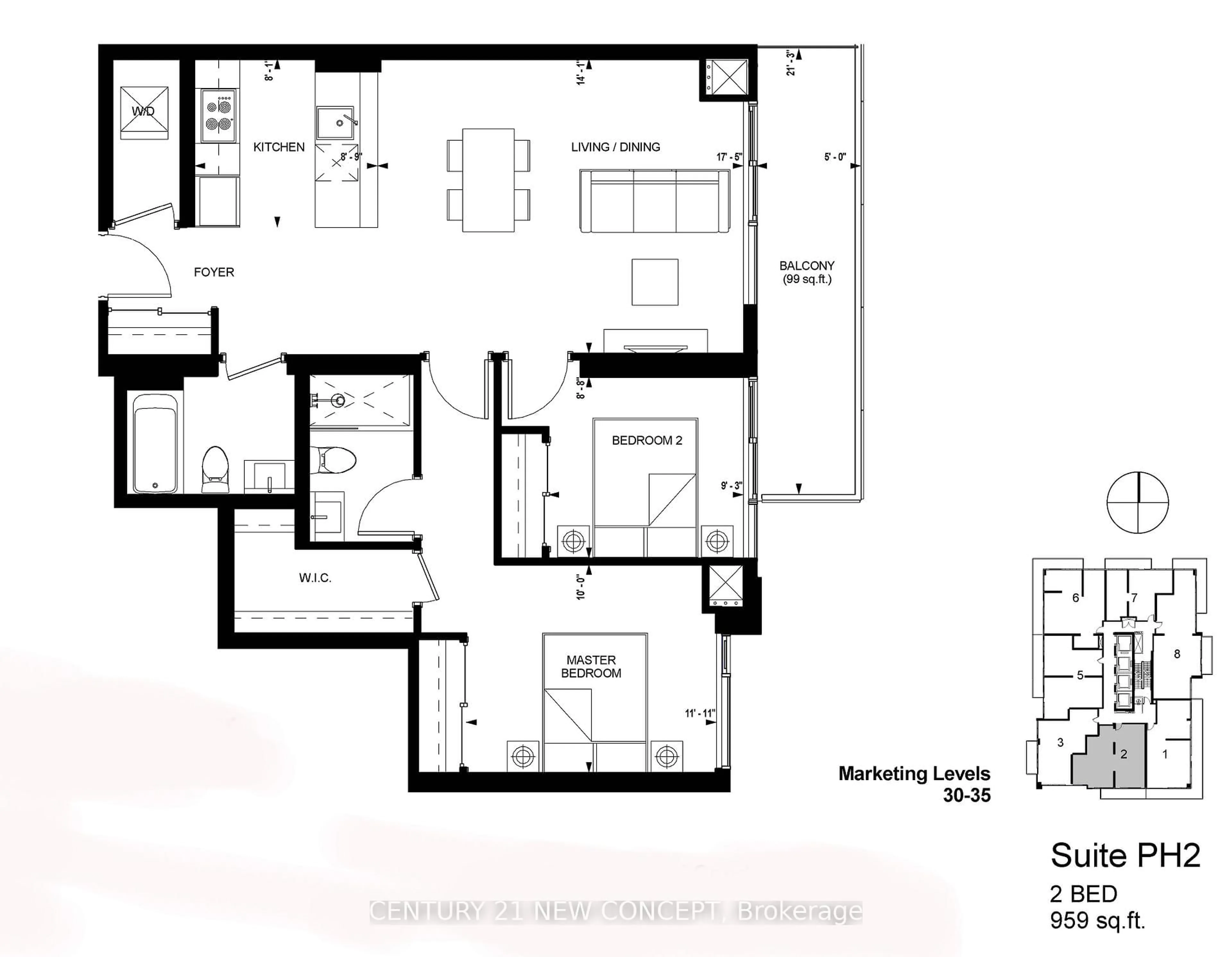 Floor plan for 75 Canterbury Pl #PH 202, Toronto Ontario M2N 0L2