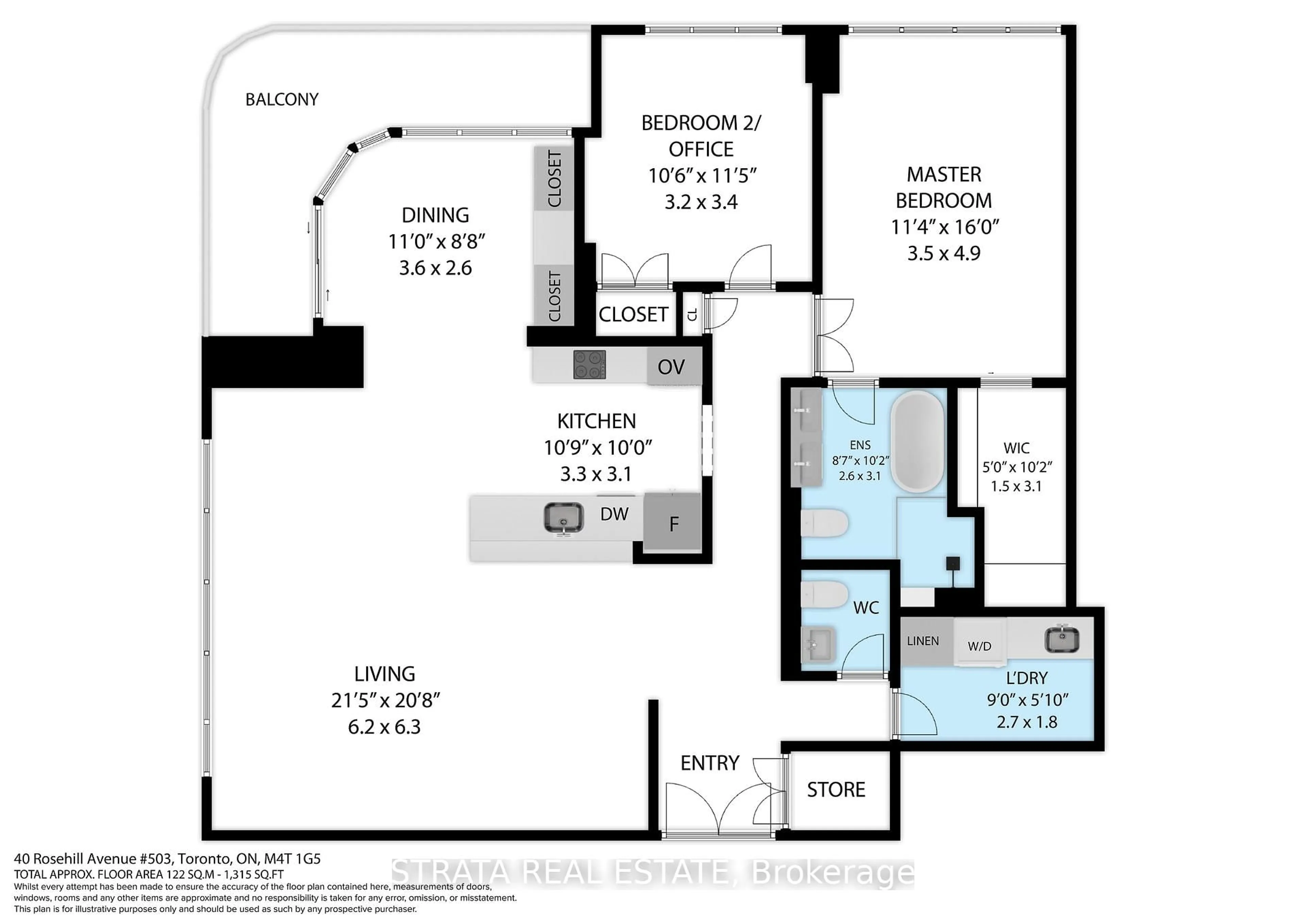 Floor plan for 40 Rosehill Ave #503, Toronto Ontario M4T 1G5