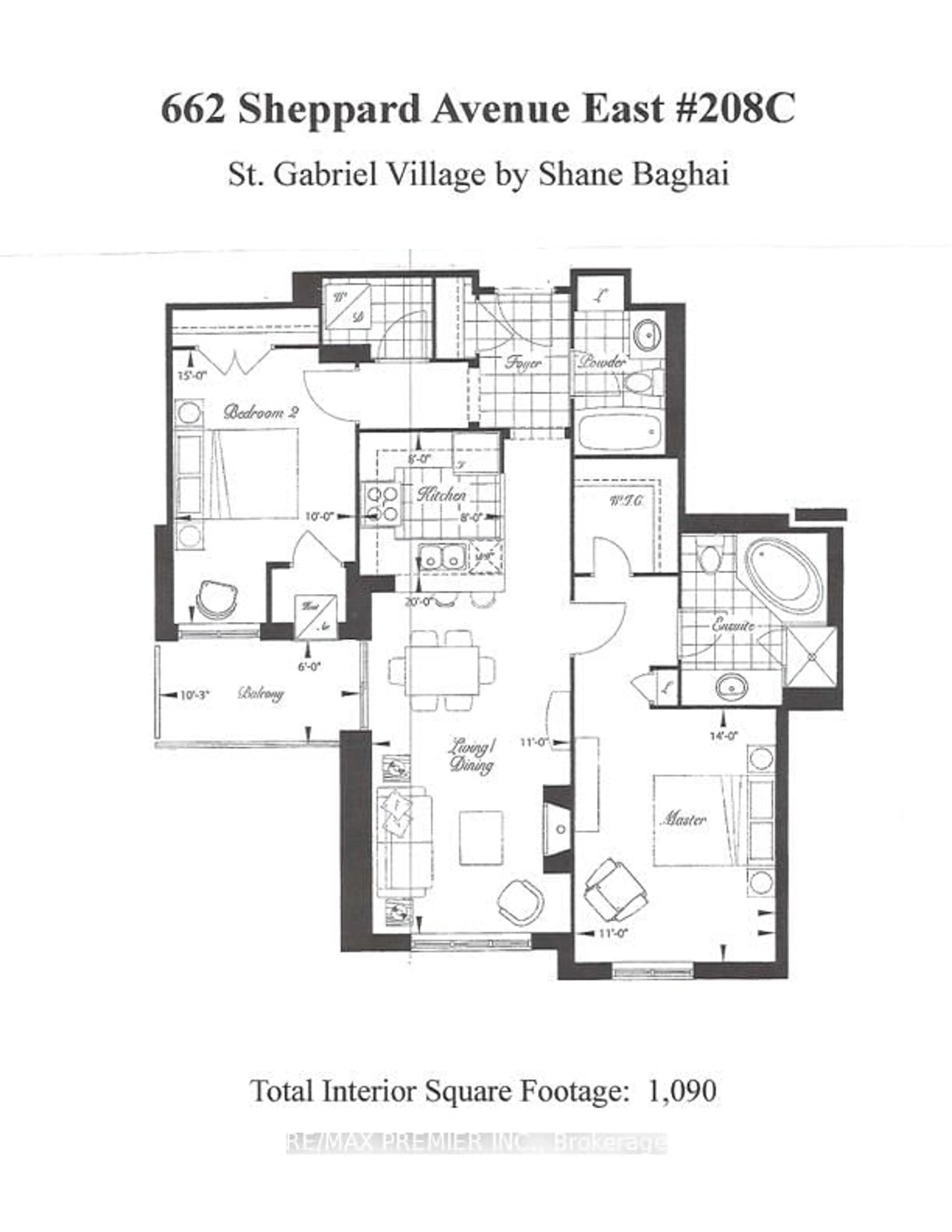 Floor plan for 662 Sheppard Ave #208C, Toronto Ontario M2K 3E6