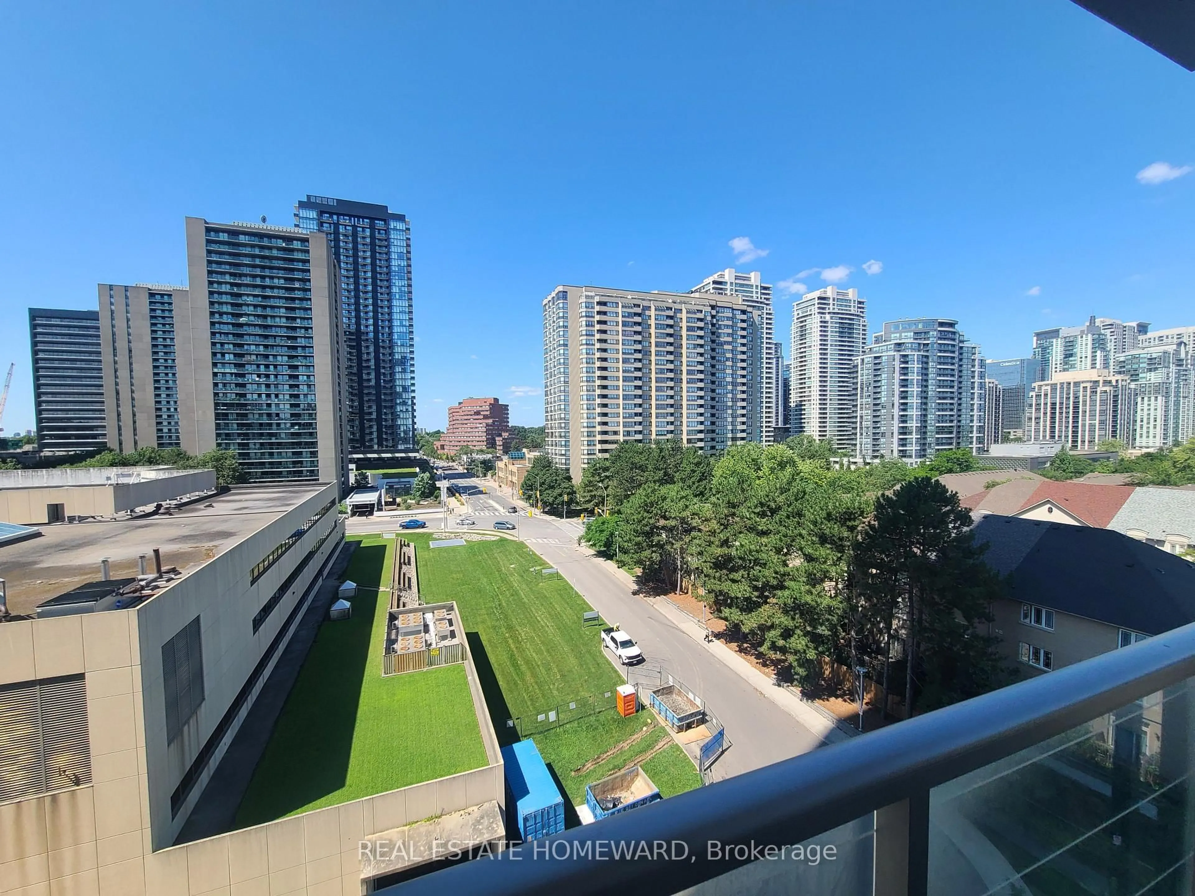 Balcony in the apartment, city buildings view from balcony for 88 Sheppard Ave #808, Toronto Ontario M2N 0G9