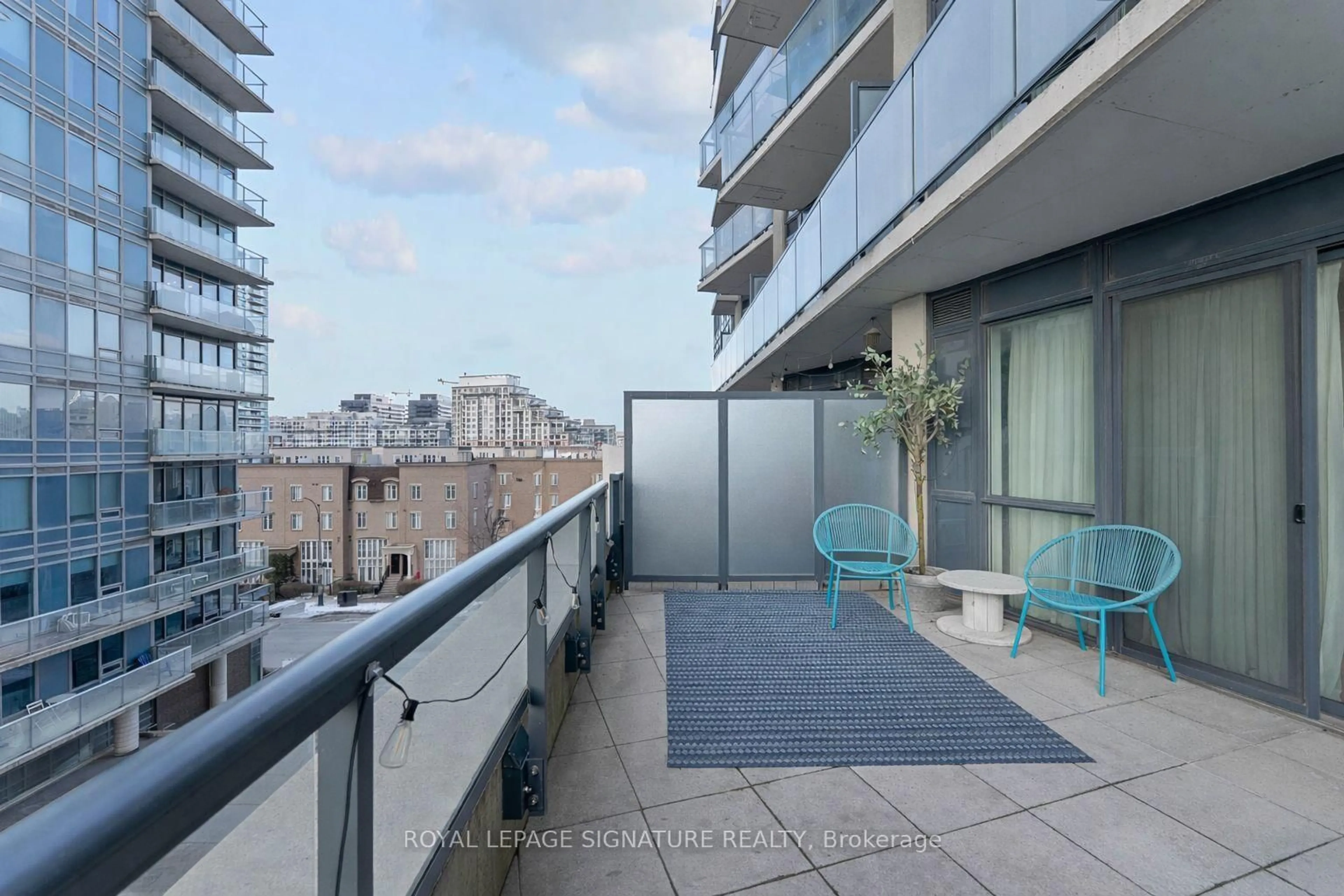 Balcony in the apartment, city buildings view from balcony for 51 East Liberty St #517, Toronto Ontario M6K 3P8