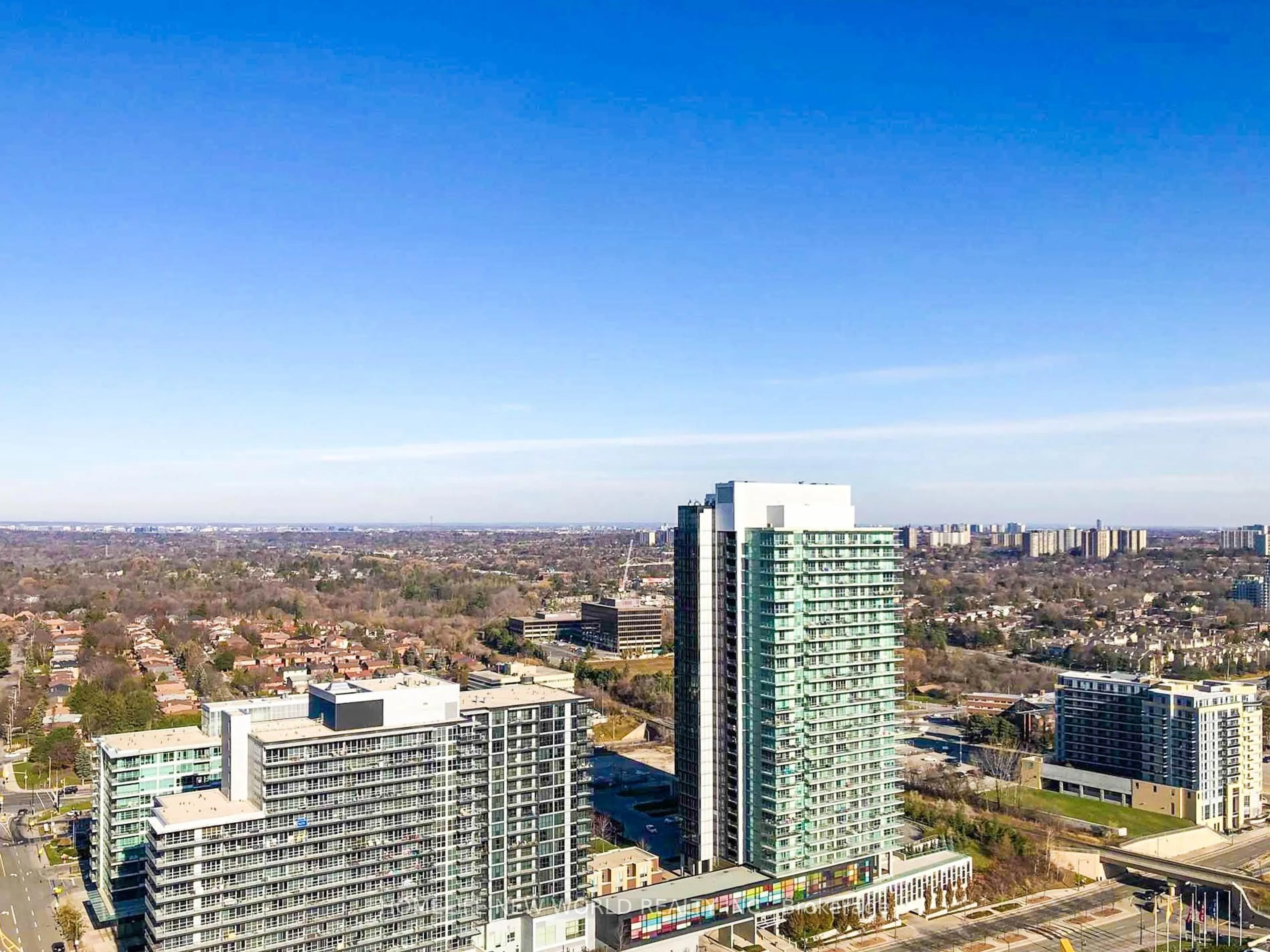 A pic from outside/outdoor area/front of a property/back of a property/a pic from drone, city buildings view from balcony for 117 Mcmahon Dr #2901, Toronto Ontario M2K 0E4