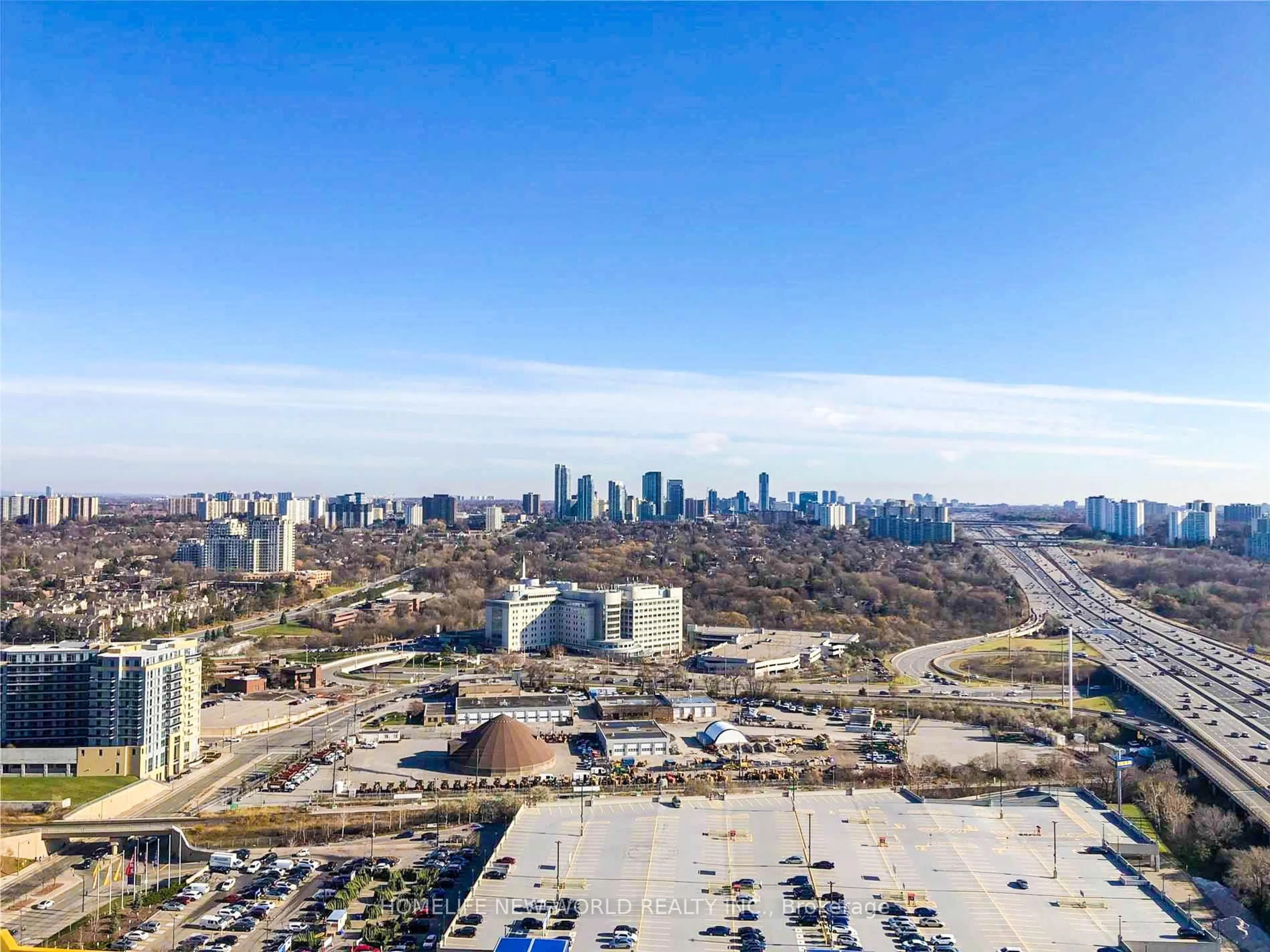 A pic from outside/outdoor area/front of a property/back of a property/a pic from drone, city buildings view from balcony for 117 Mcmahon Dr #2901, Toronto Ontario M2K 0E4