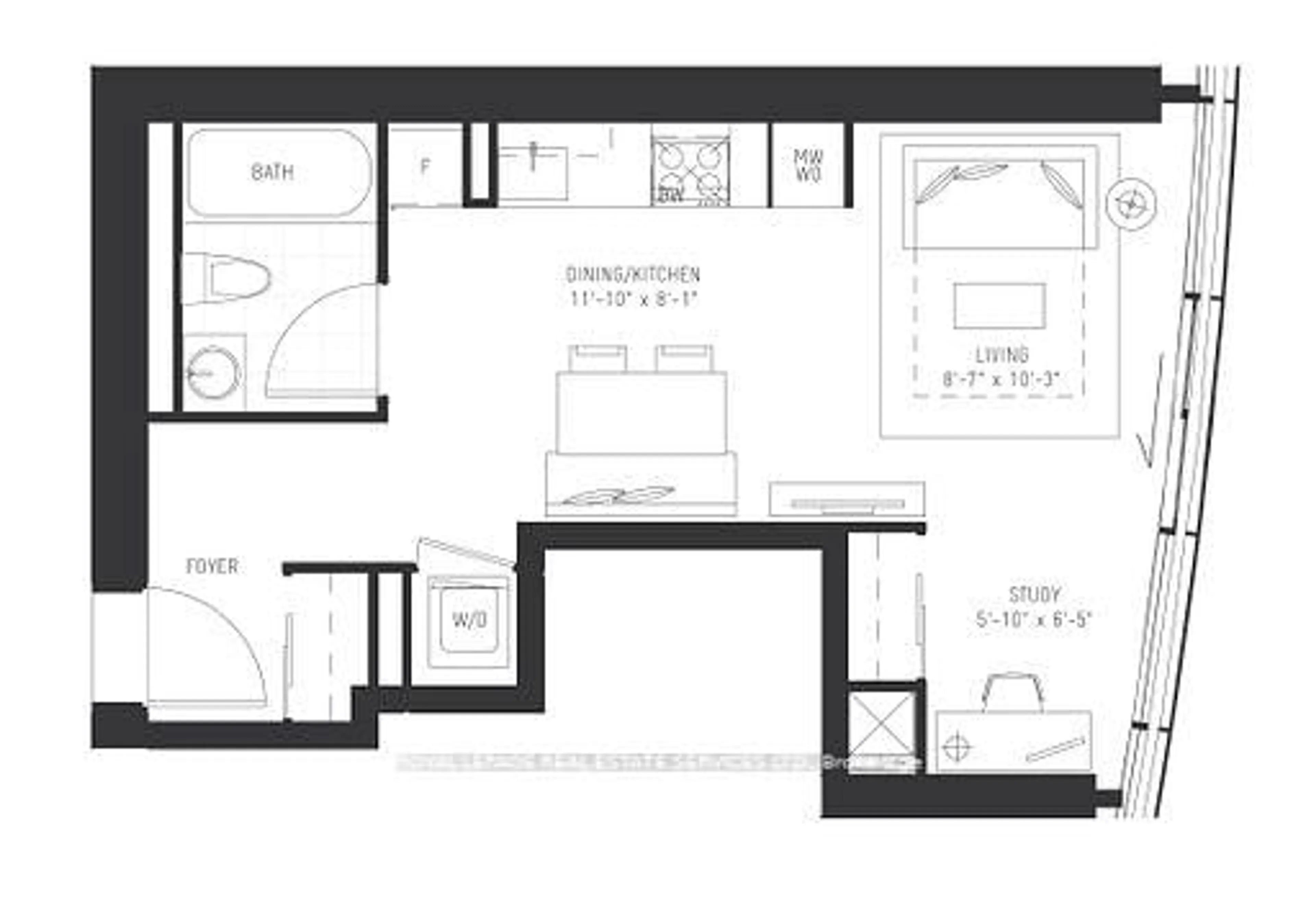 Floor plan for 14 York St #3001, Toronto Ontario M5J 0B1
