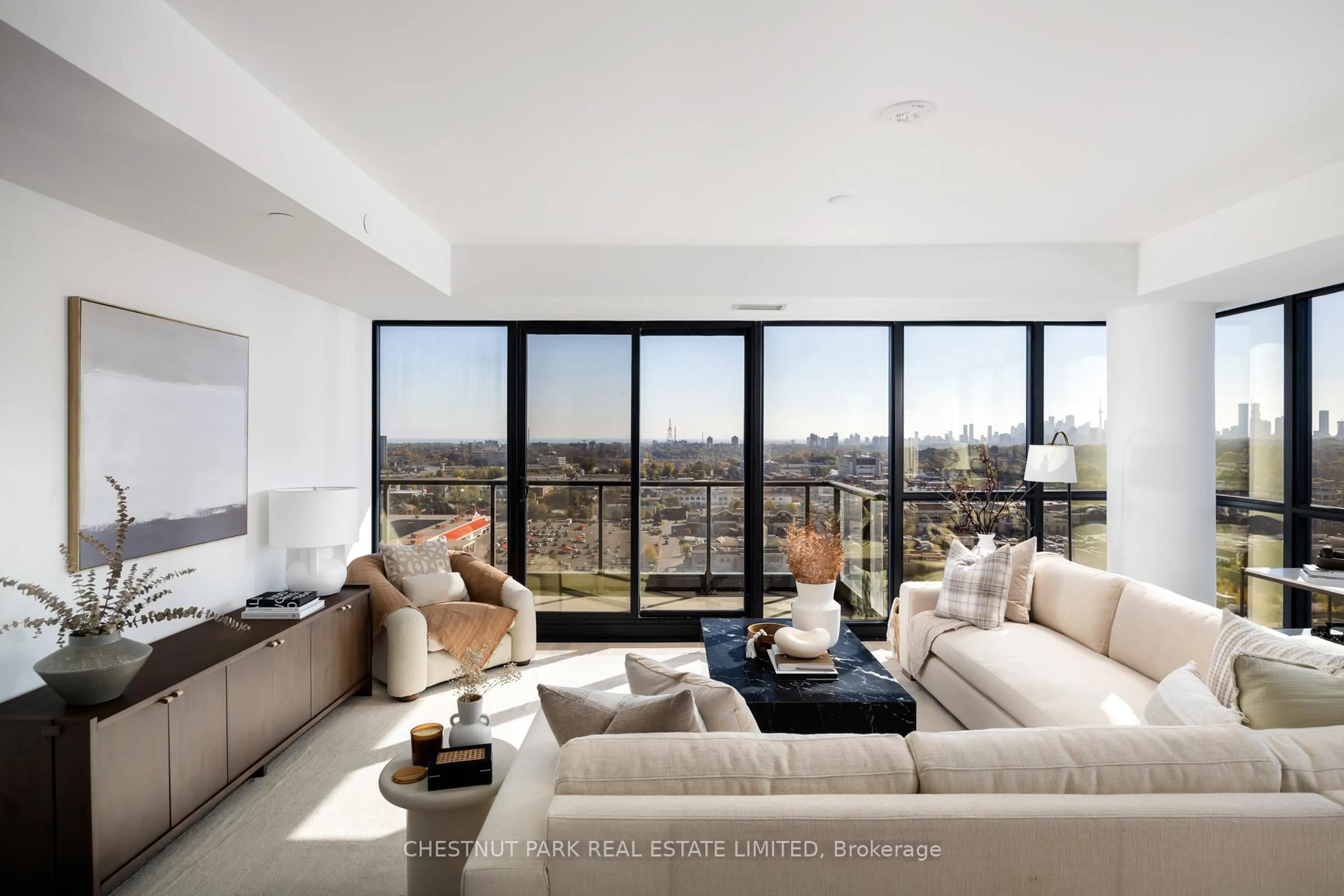 Living room with furniture, unknown for 33 Frederick Todd Way #1702, Toronto Ontario M4G 0C9