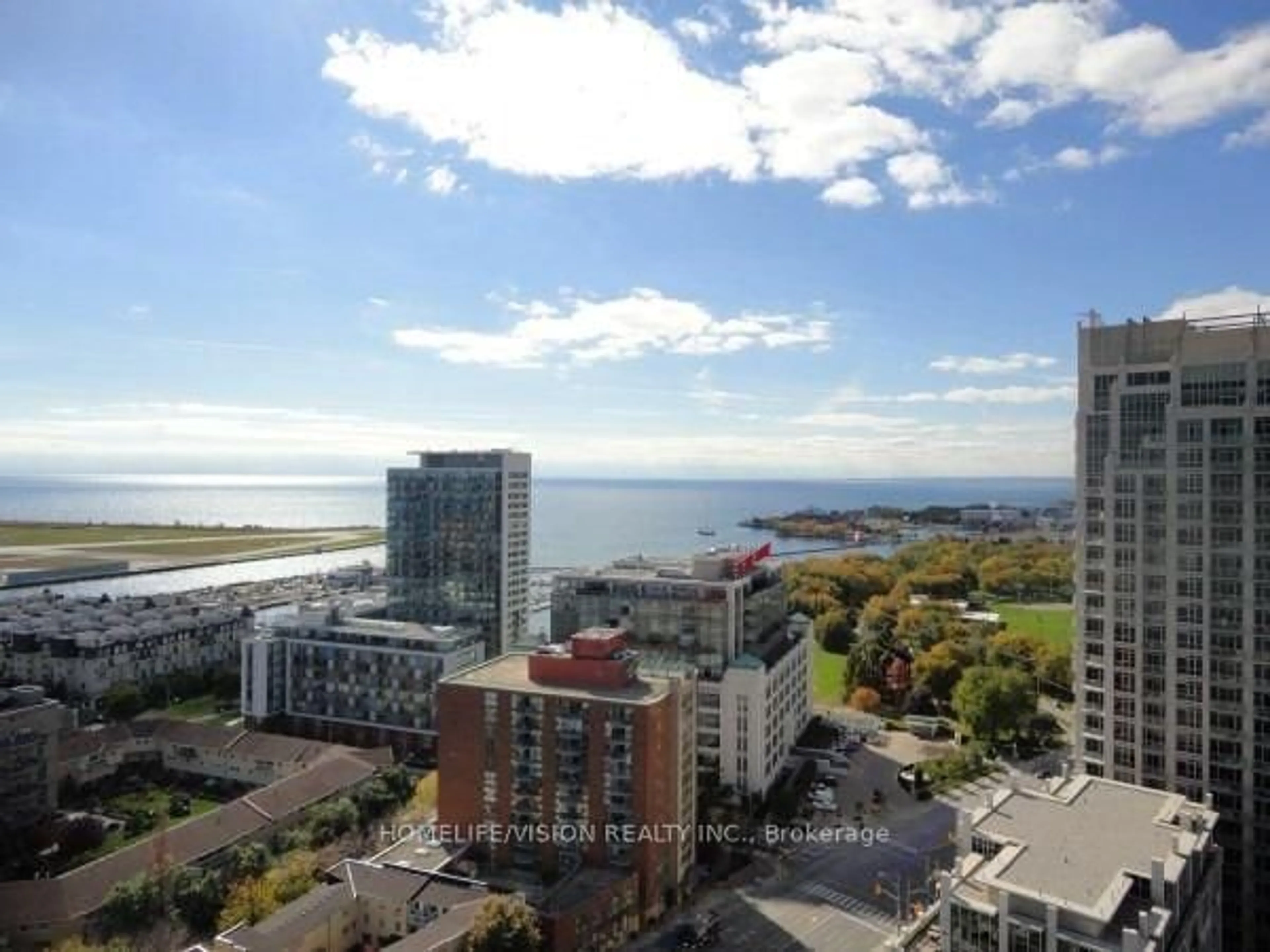 A pic from outside/outdoor area/front of a property/back of a property/a pic from drone, water/lake/river/ocean view for 600 Fleet St #2509, Toronto Ontario M5V 1B7