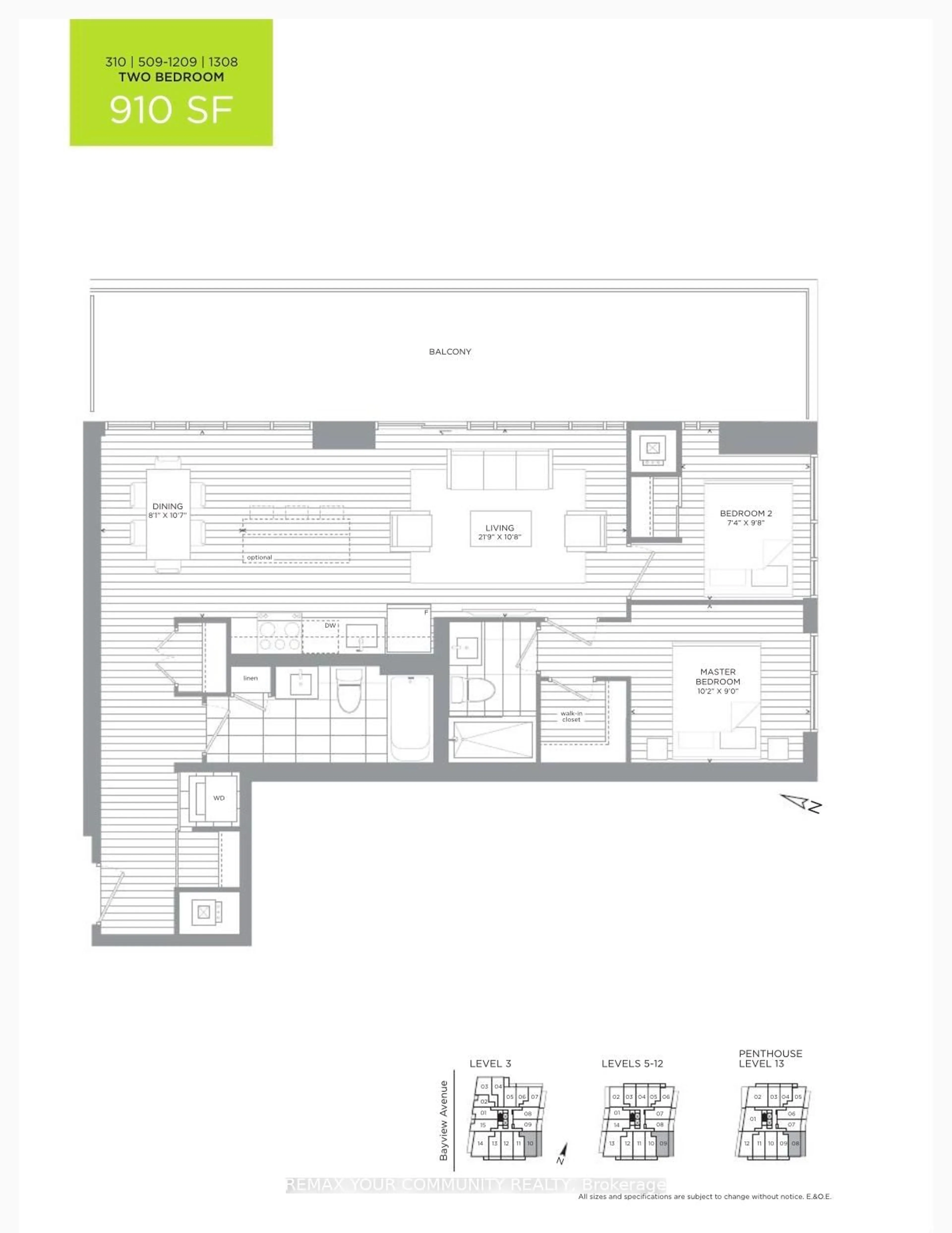 Floor plan for 3237 Bayview Ave #609, Toronto Ontario M2K 0G1