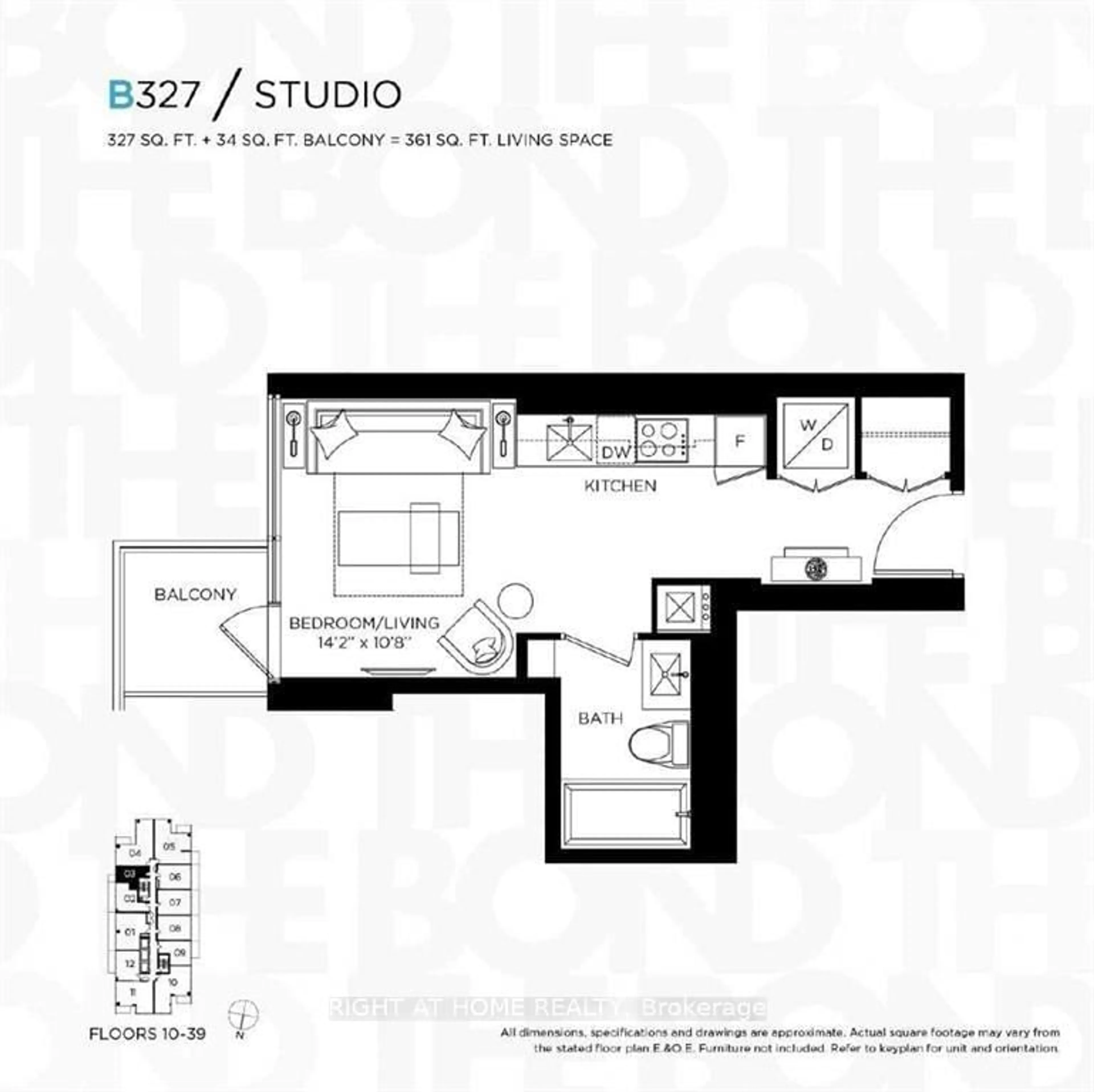 Floor plan for 290 Adelaide St #3603, Toronto Ontario M5V 1P6