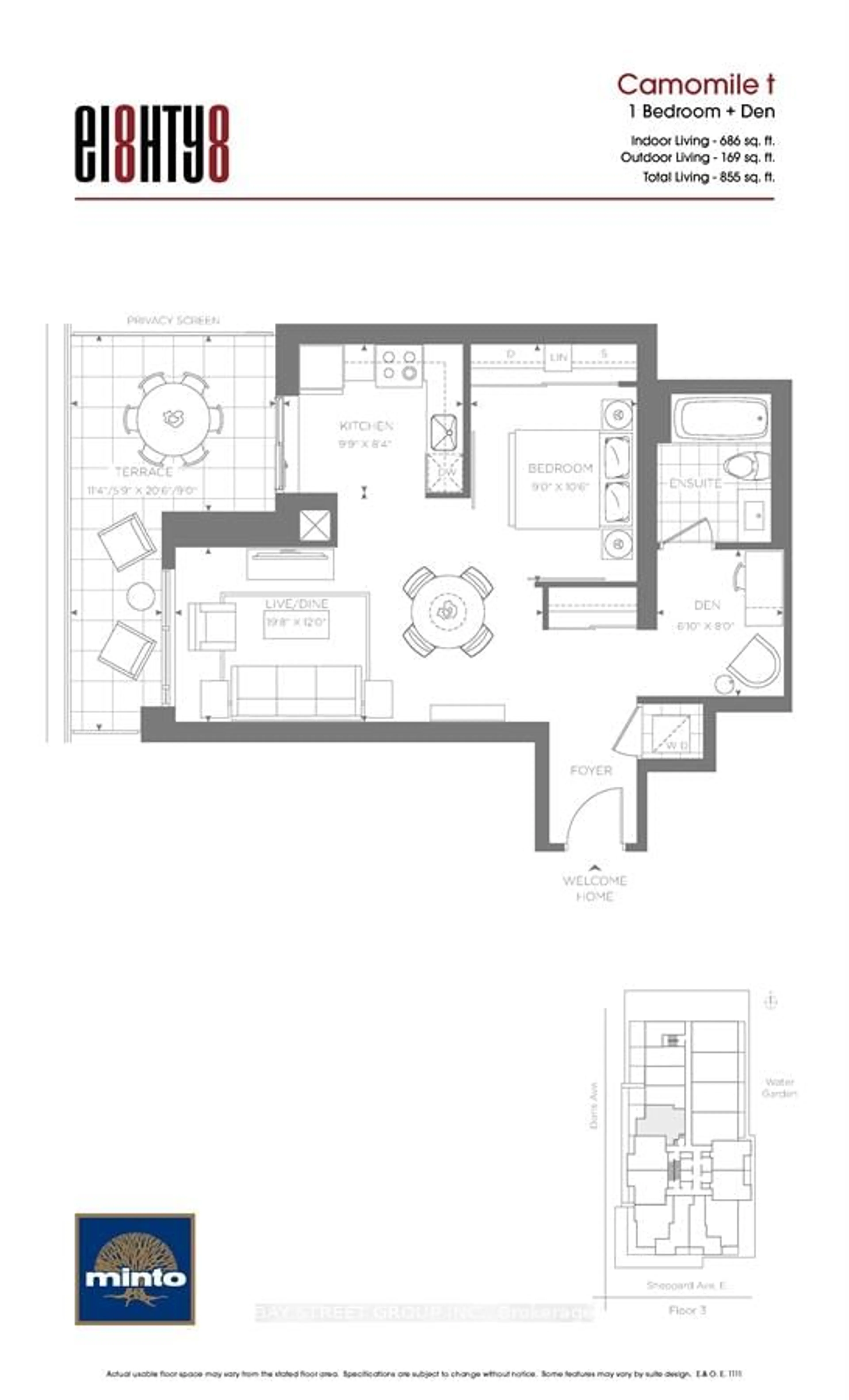 Floor plan for 88 Sheppard Ave #408, Toronto Ontario M2N 0G9
