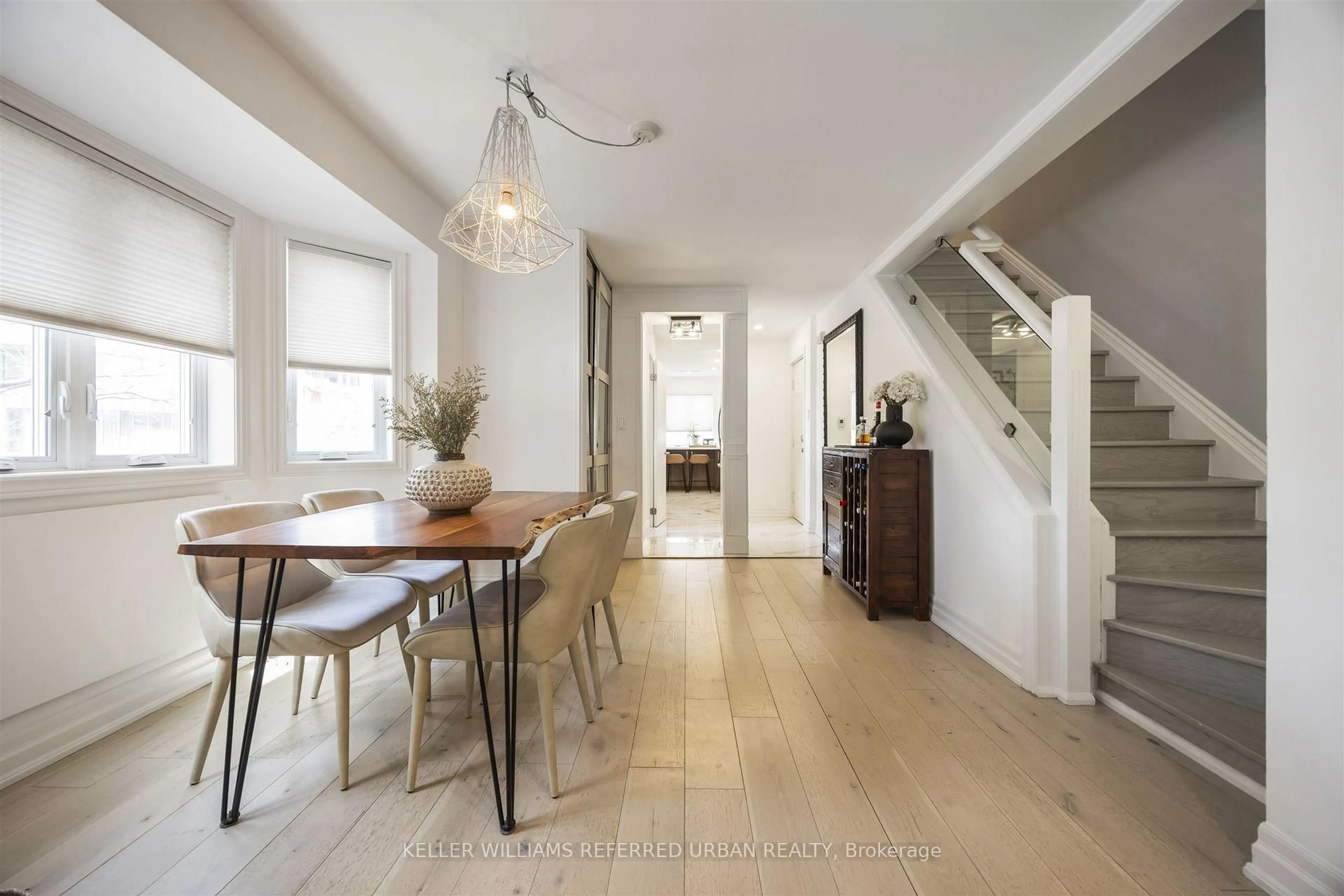 Dining room, wood/laminate floor for 921 Adelaide St #D, Toronto Ontario M6J 3T2