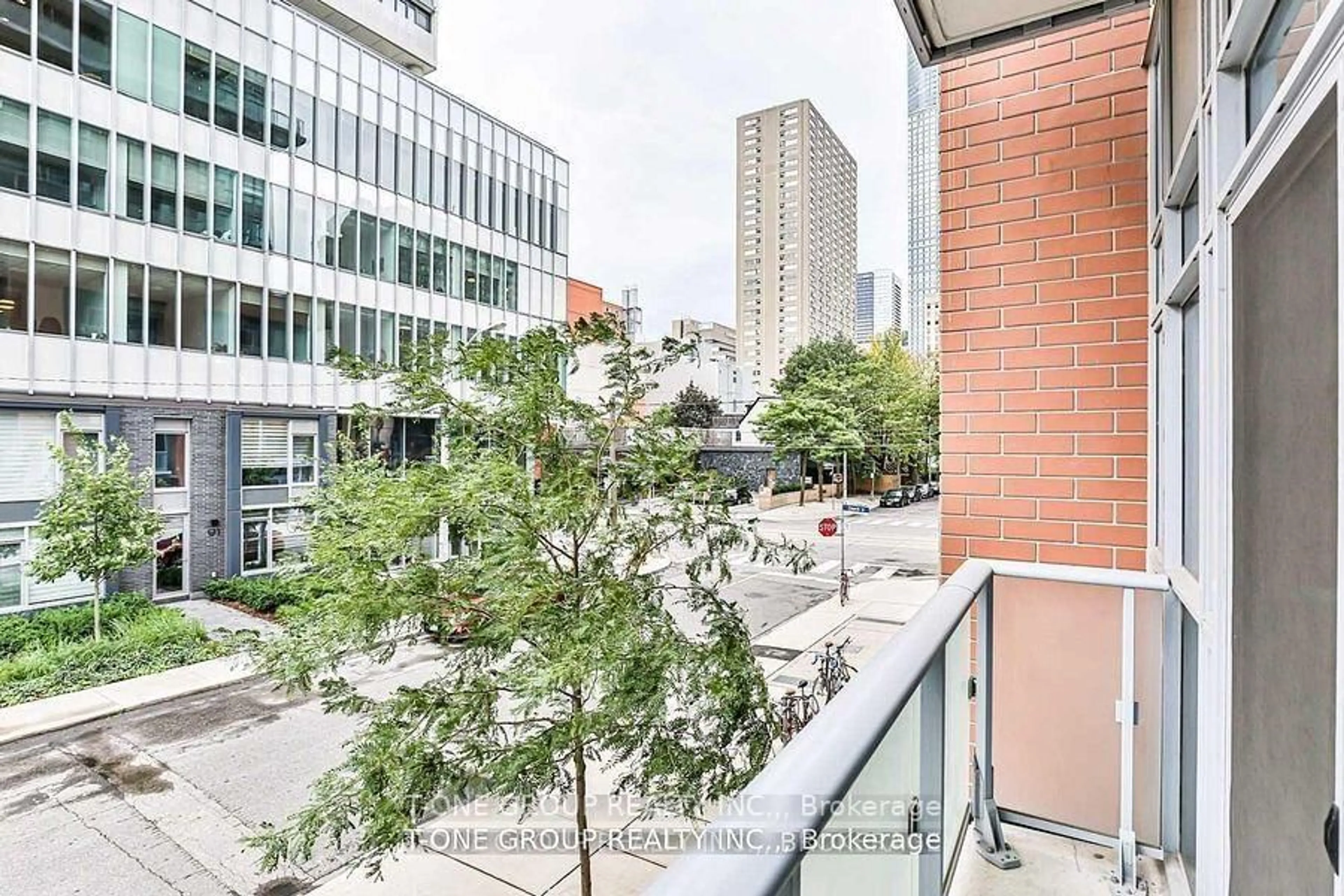 Balcony in the apartment, city buildings view from balcony for 92 McGill St, Toronto Ontario M5B 0B5