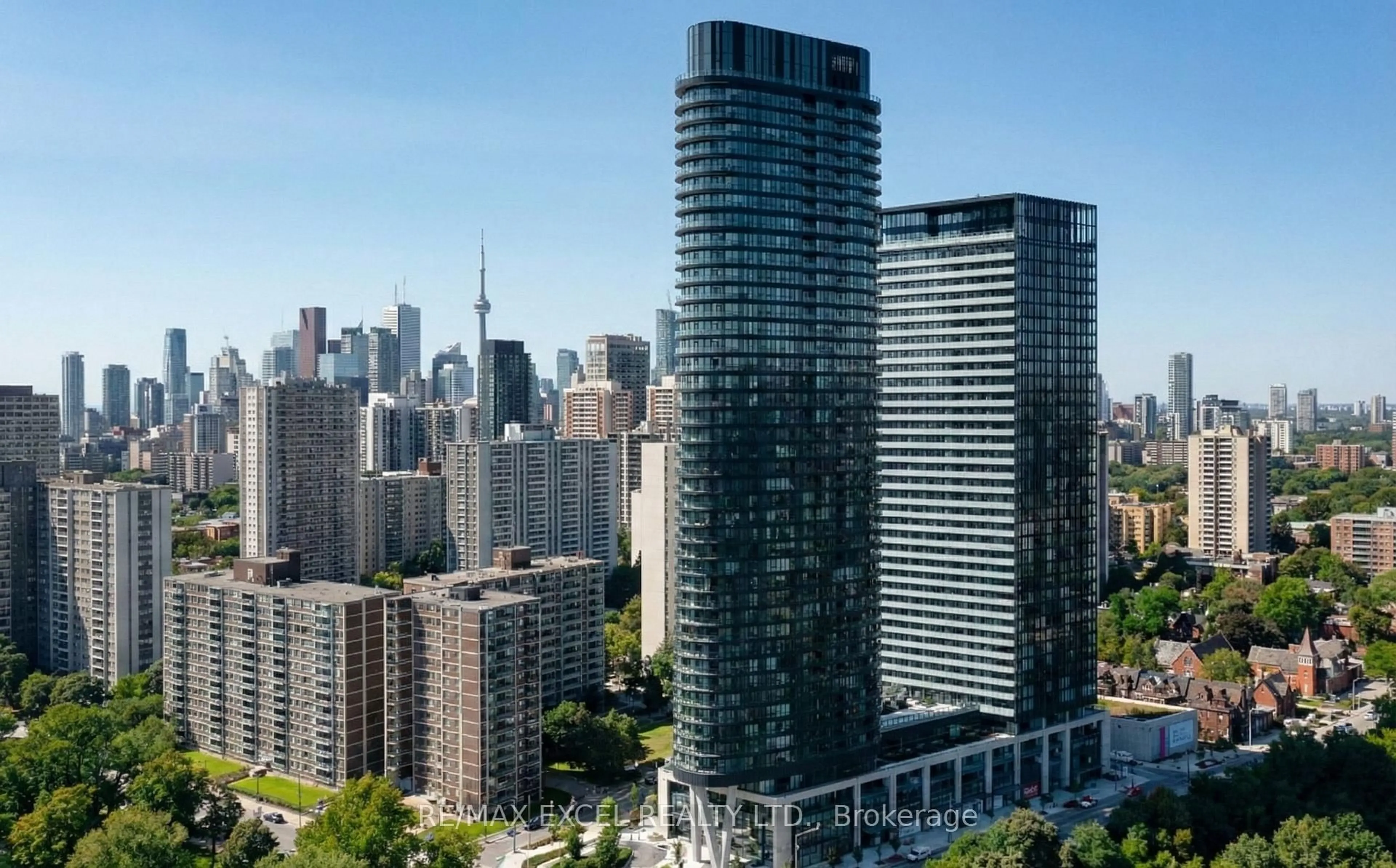 A pic from outside/outdoor area/front of a property/back of a property/a pic from drone, city buildings view from balcony for 585 Bloor St #1720, Toronto Ontario M4W 0B3