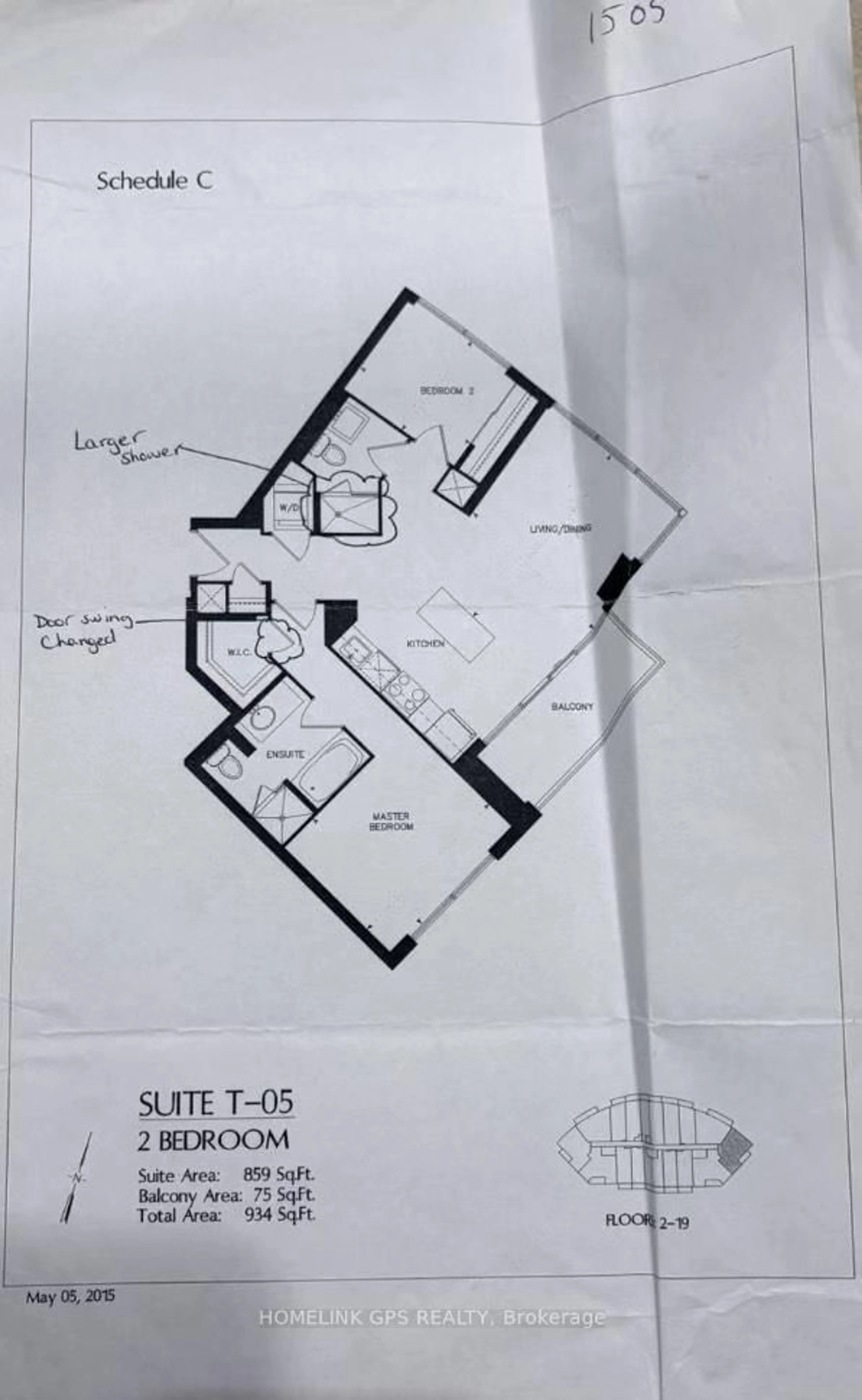 Floor plan for 160 Vanderhoof Ave #1505, Toronto Ontario M4G 0B7