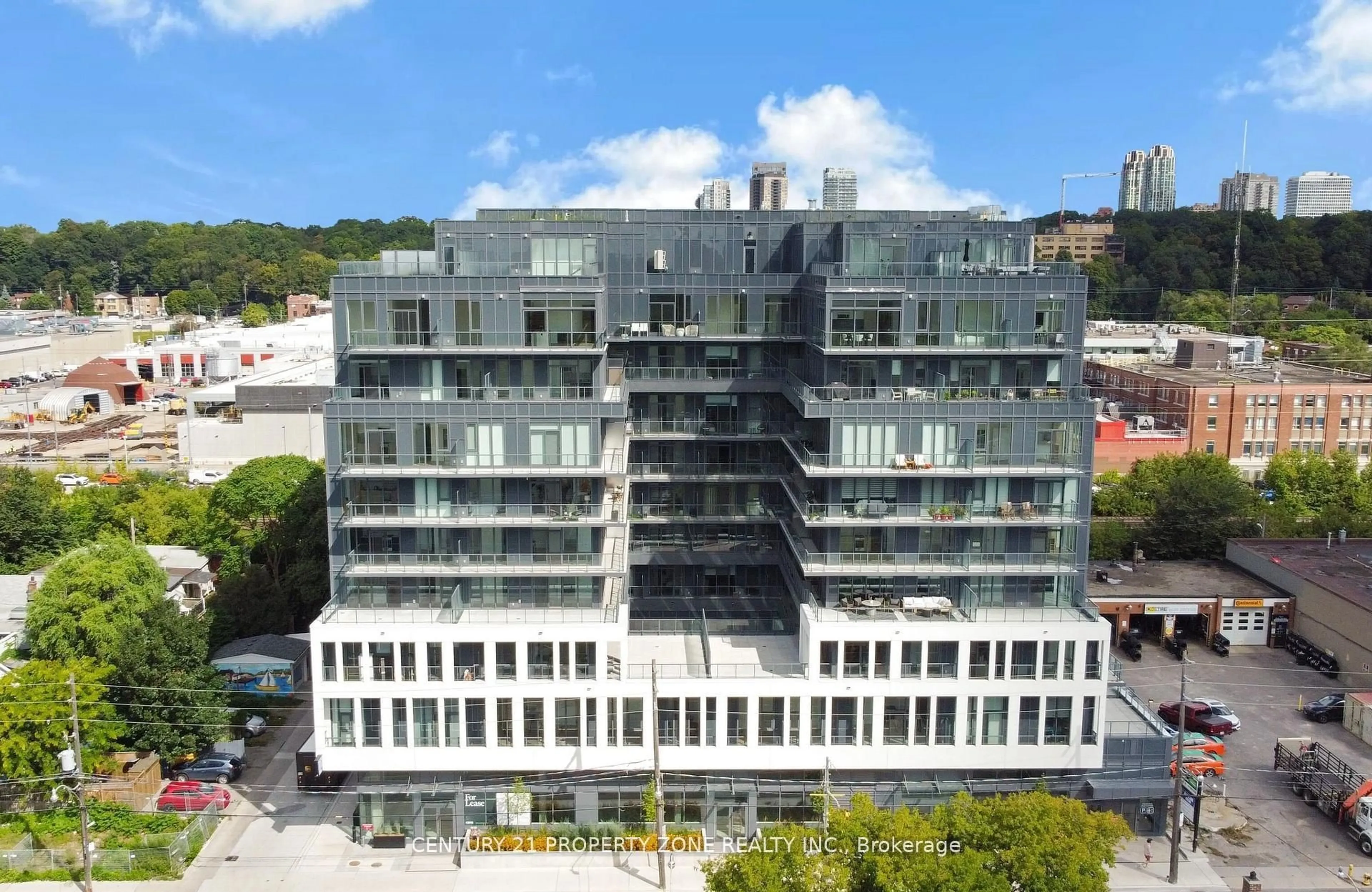 A pic from outside/outdoor area/front of a property/back of a property/a pic from drone, building for 500 Dupont St #512, Toronto Ontario M6G 0B8