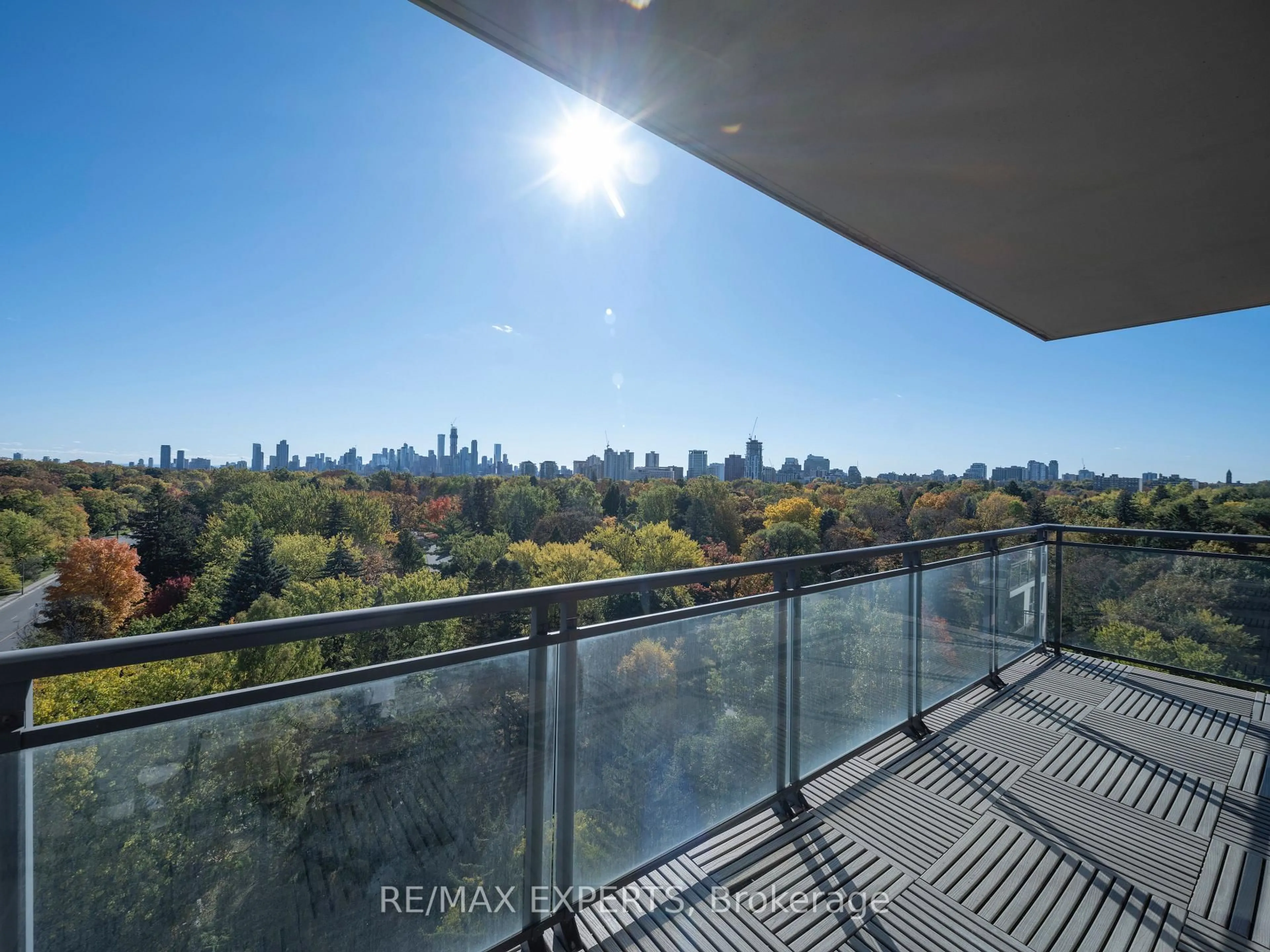 Balcony in the apartment, city buildings view from balcony for 319 Merton St #1008, Toronto Ontario M4S 1A5
