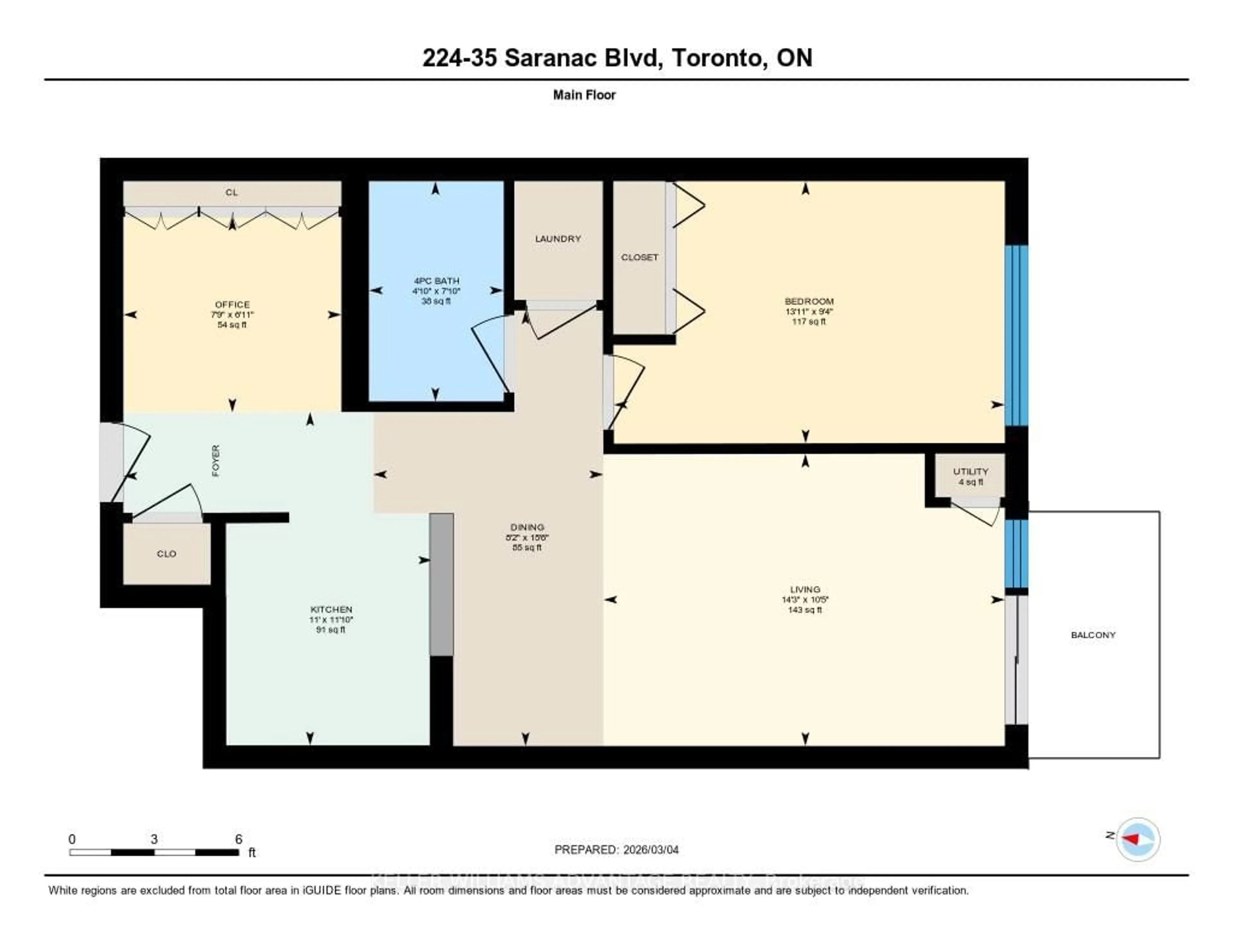Floor plan for 35 Saranac Blvd #224, Toronto Ontario M6A 2G4