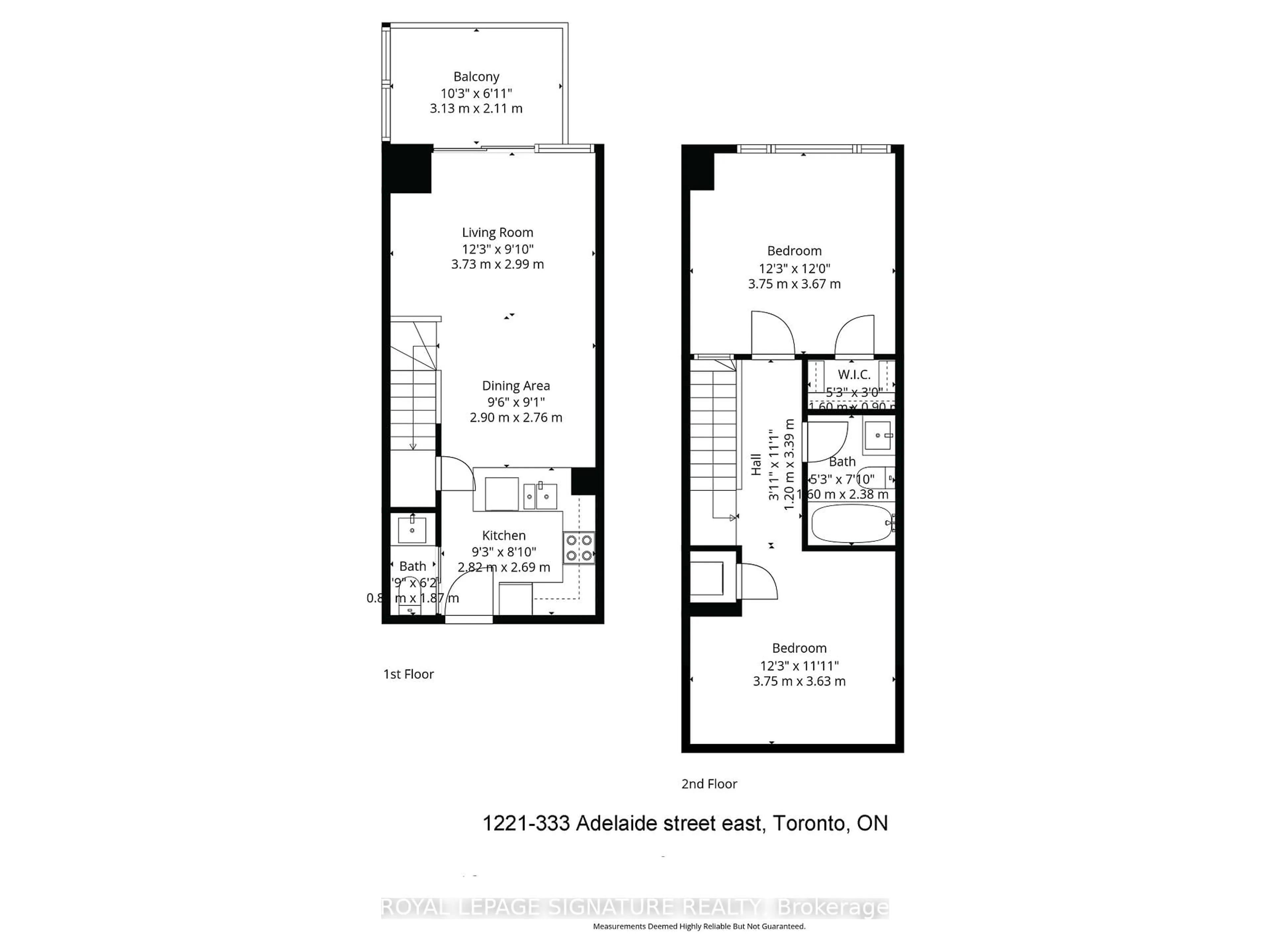Floor plan for 333 Adelaide St #1221, Toronto Ontario M5A 4T4
