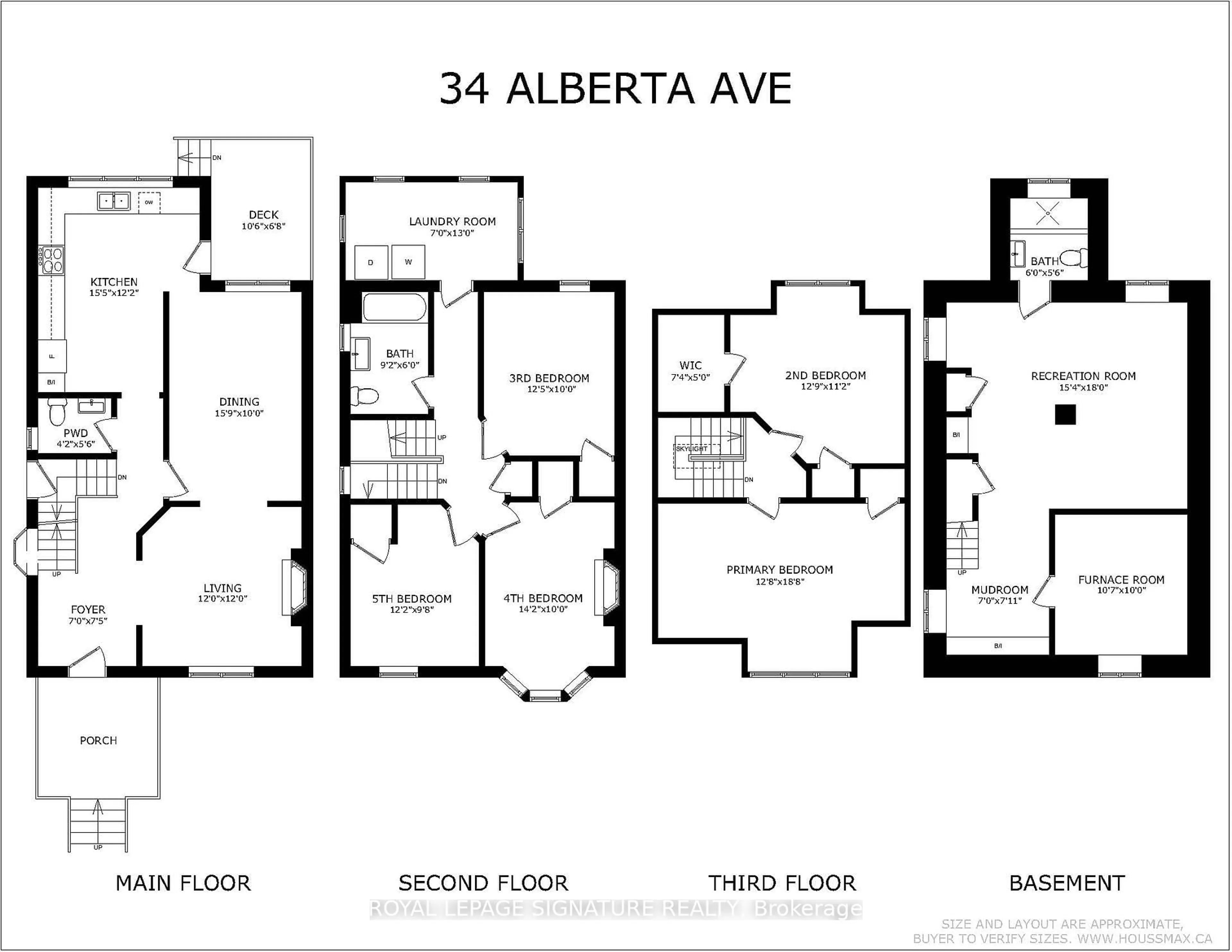 Floor plan for 34 Alberta Ave, Toronto Ontario M6H 2R6