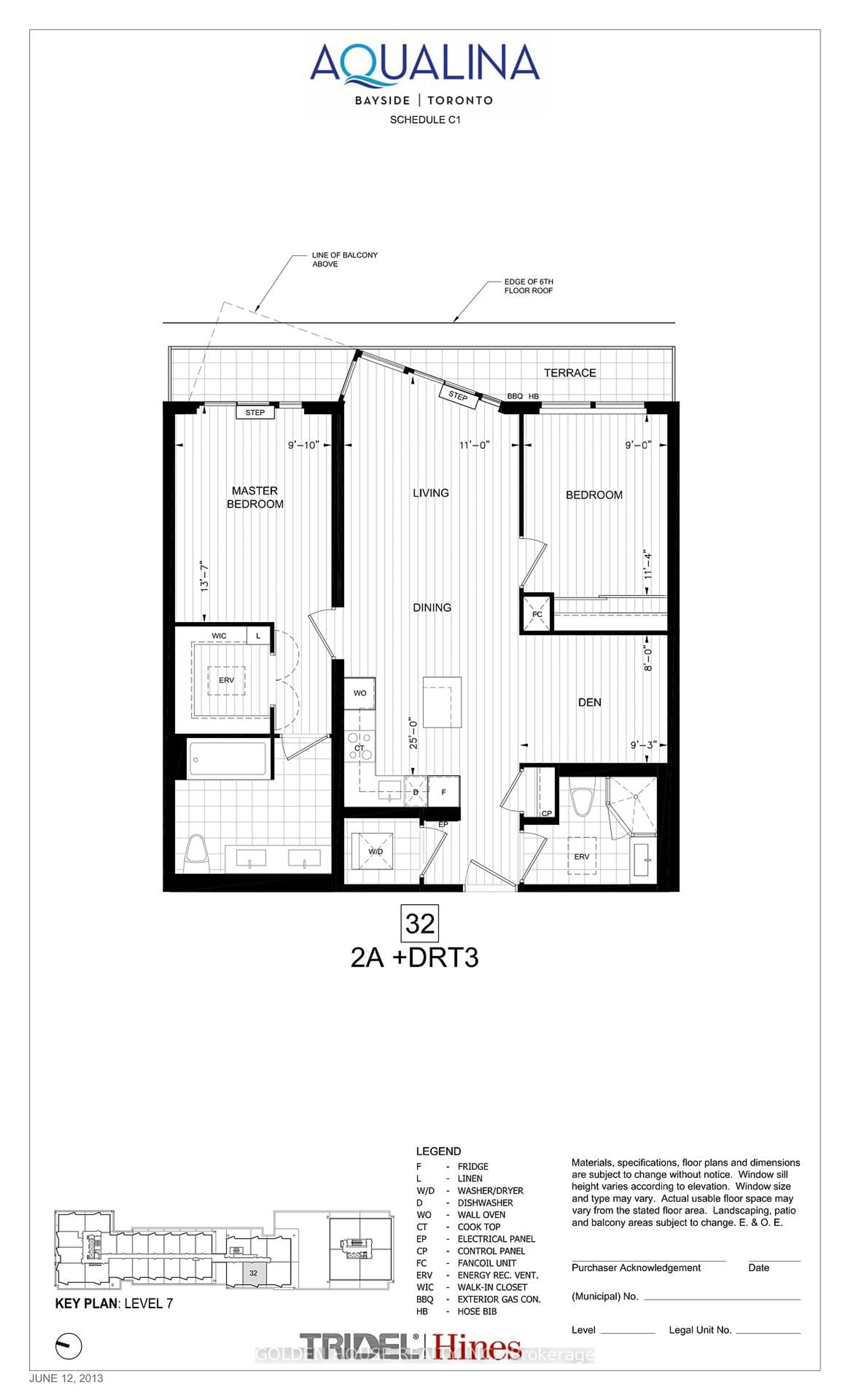 Floor plan for 15 Merchants' Wharf #732, Toronto Ontario M5A 0N8