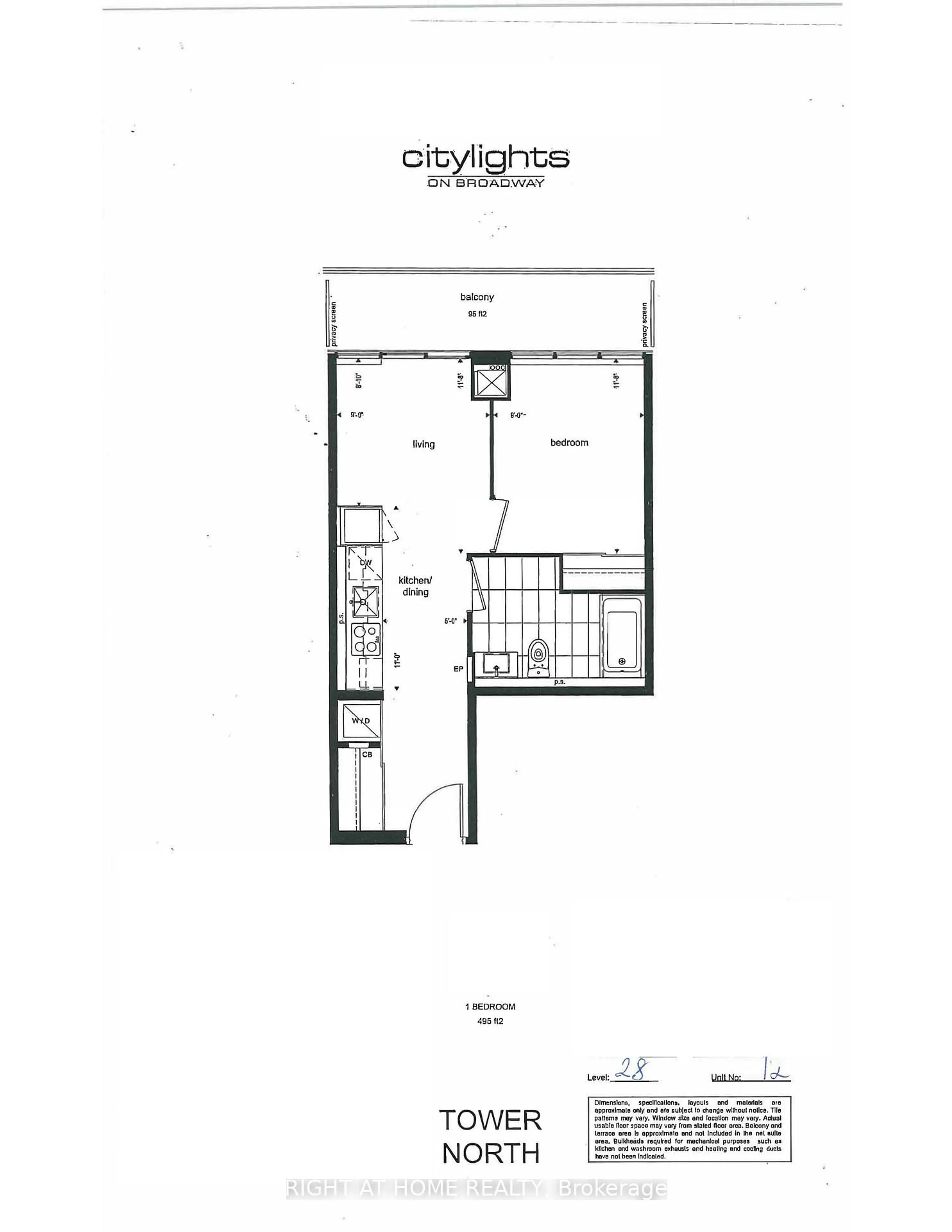 Floor plan for 99 Broadway Ave #2912, Toronto Ontario M4P 0E3