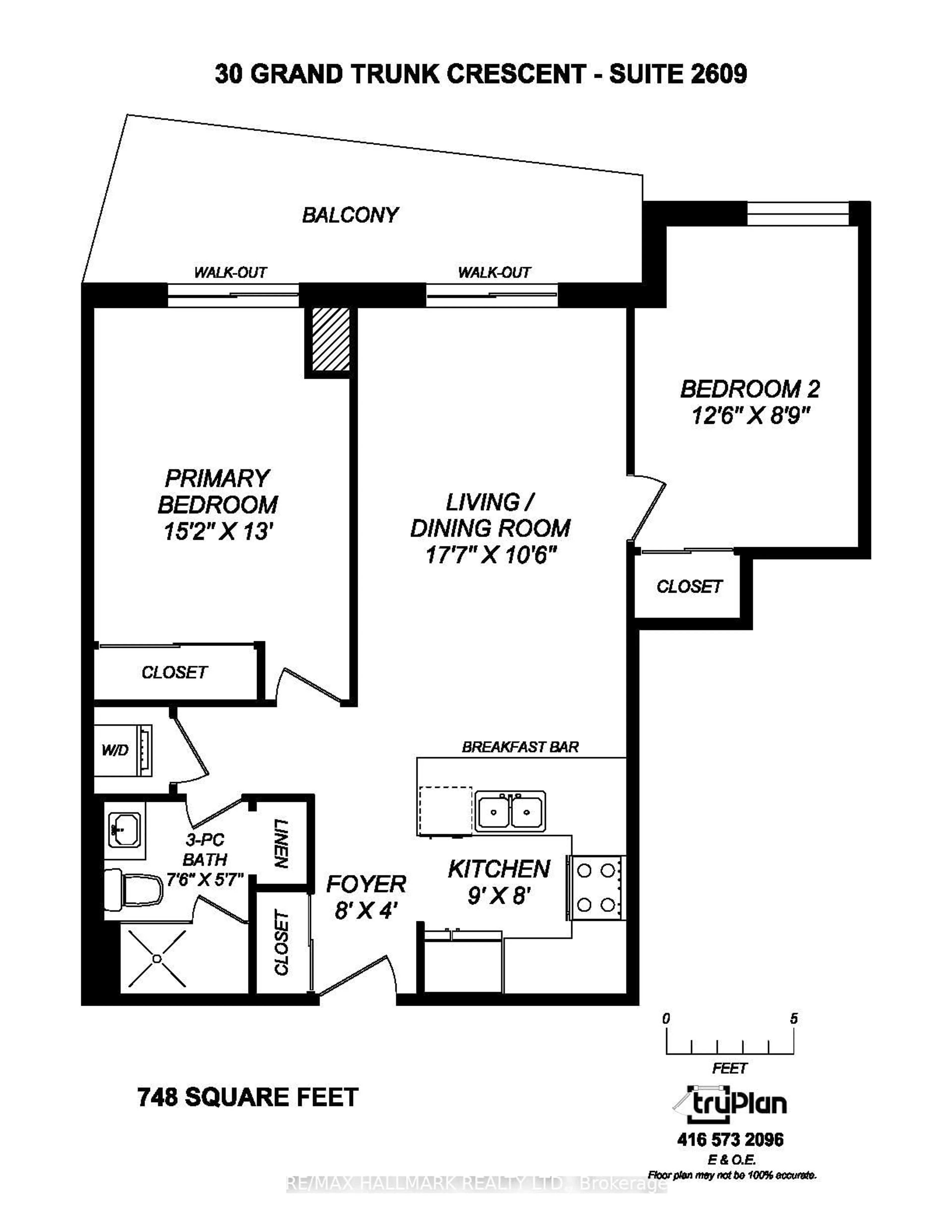 Floor plan for 30 Grand Trunk Cres #2609, Toronto Ontario M5J 3A3