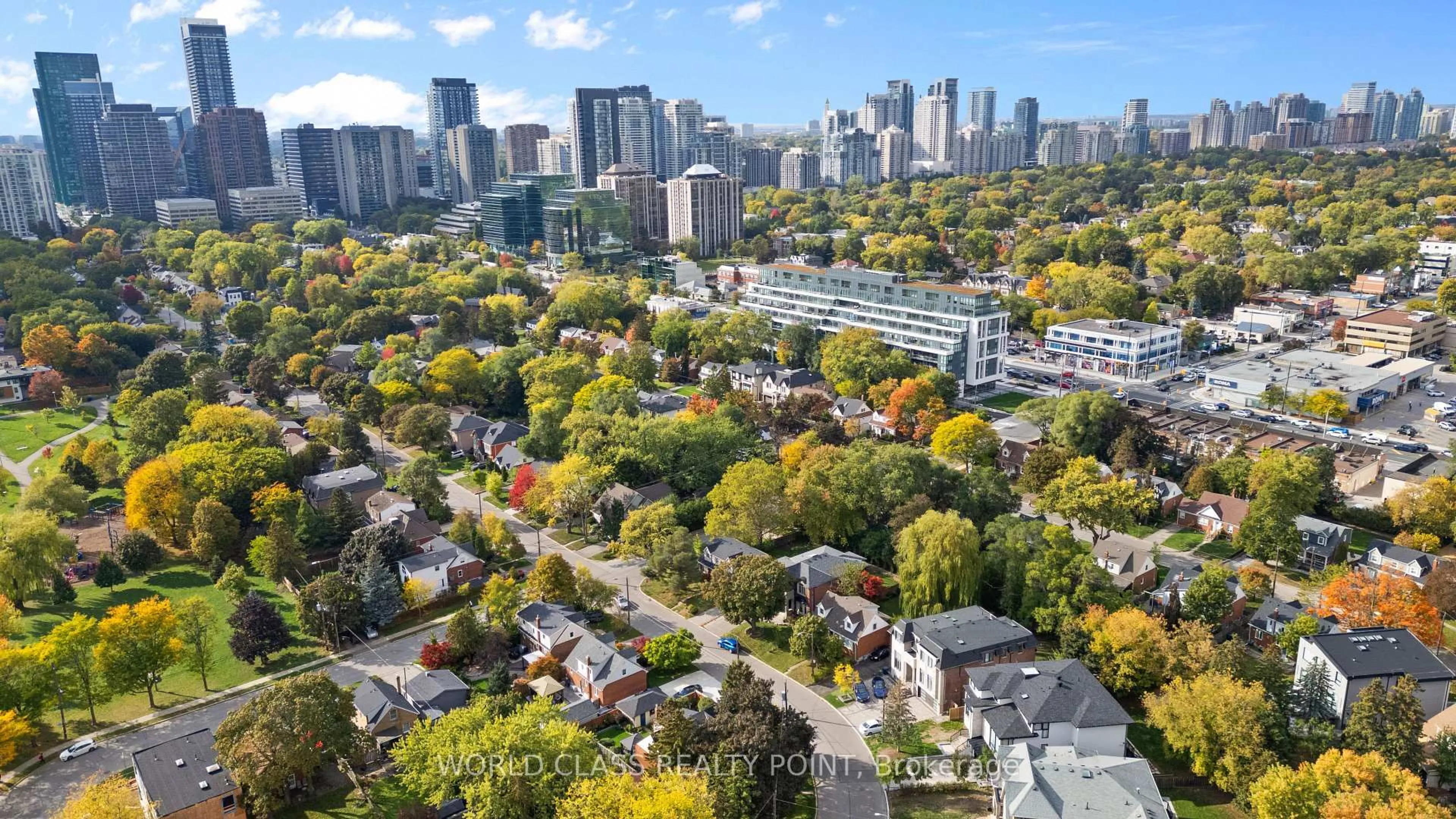 A pic from outside/outdoor area/front of a property/back of a property/a pic from drone, city buildings view from balcony for 118 Anndale Dr, Toronto Ontario M2N 2X5